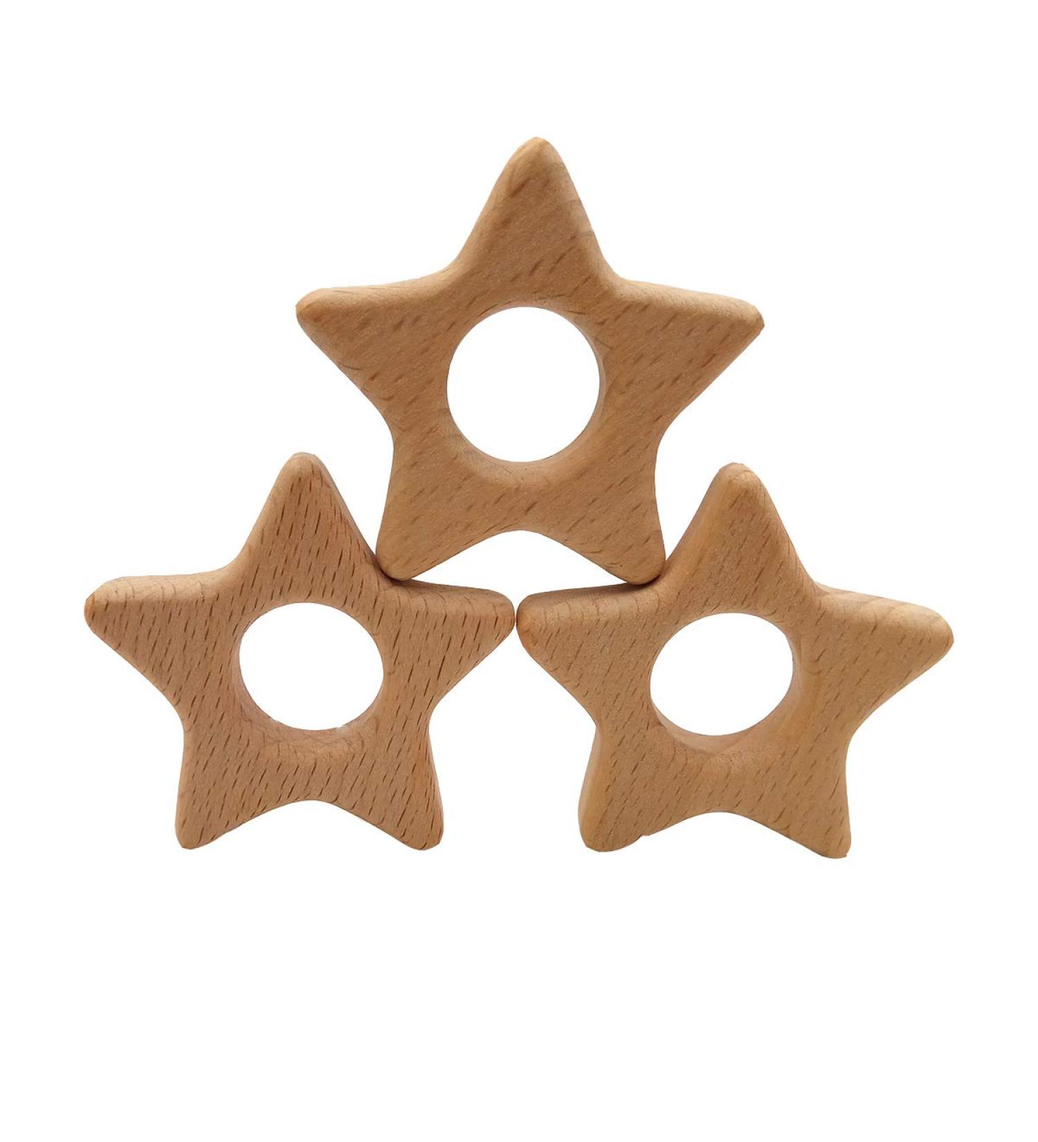 Cartoon Wood Star Teether: Natural Beech Wooden Animal Shape DIY Necklace Pendant (10pcs) - Buy Online on SooperMarket.com