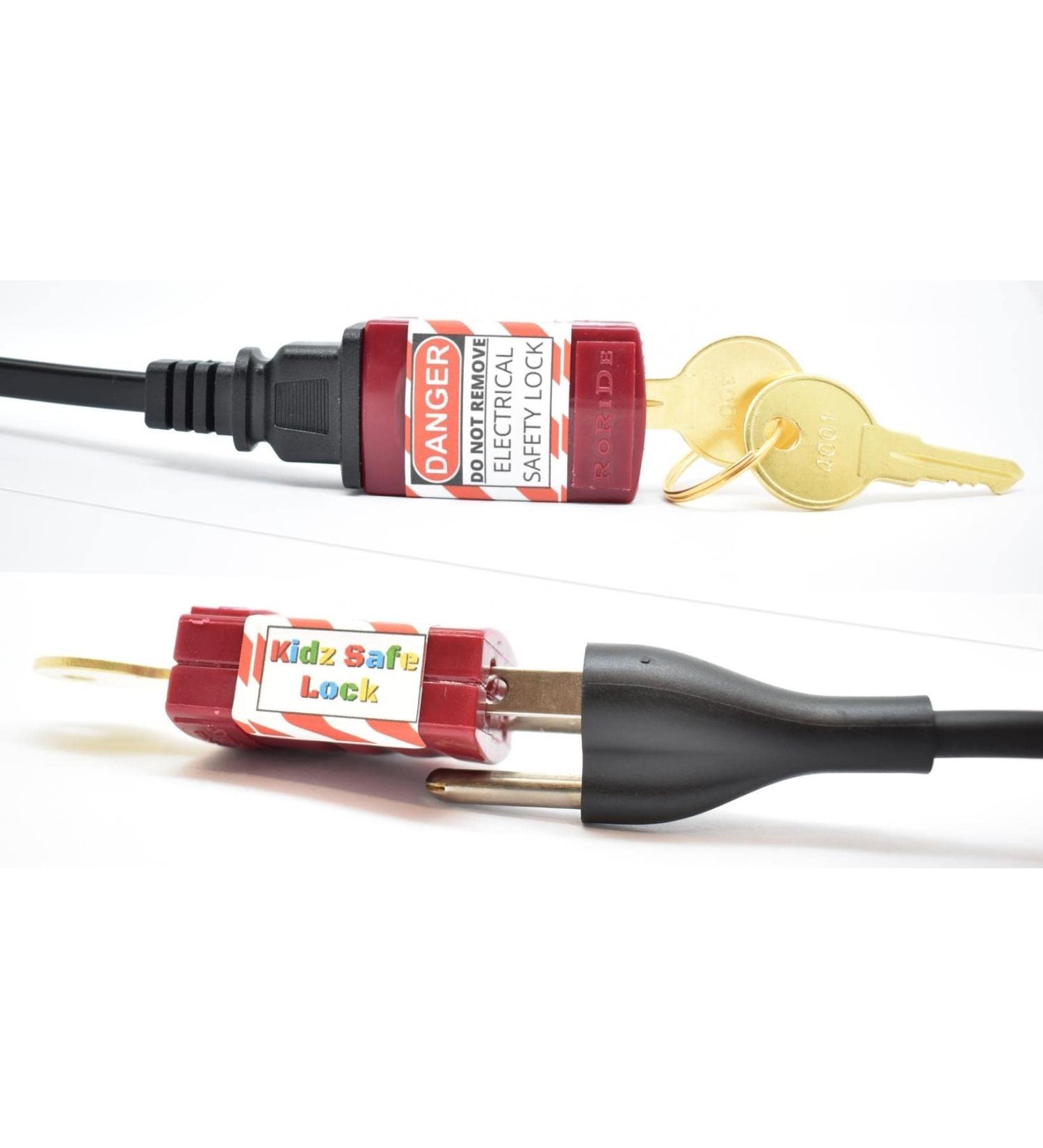 Roride 2 Electrical Power Cord Plug Lock - OSHA Approved Safety Device for Machinery & Tools - Childproof Lock for Baby, Toddler, Teen Safety (Red) - Buy Online on SooperMarket.com