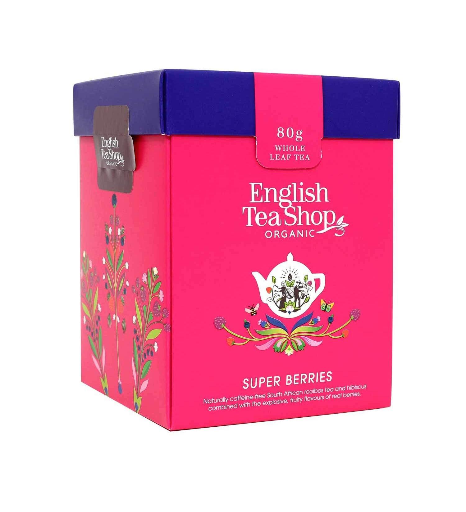 ETS - Tea gift set "Super Berries" fruit tea ORGANIC with wooden teaspoon in an original origami gift box 80g loose tea