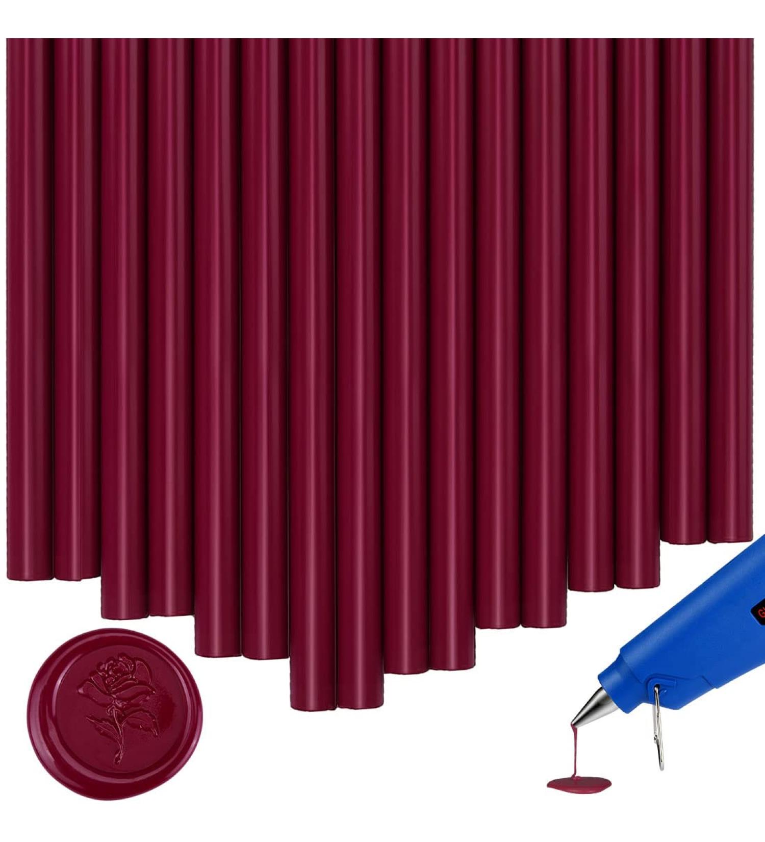 16PCS Burgundy Glue Gun Wax Seal Sticks for Wedding Invitations & Cards - Buy Online on SooperMarket.com