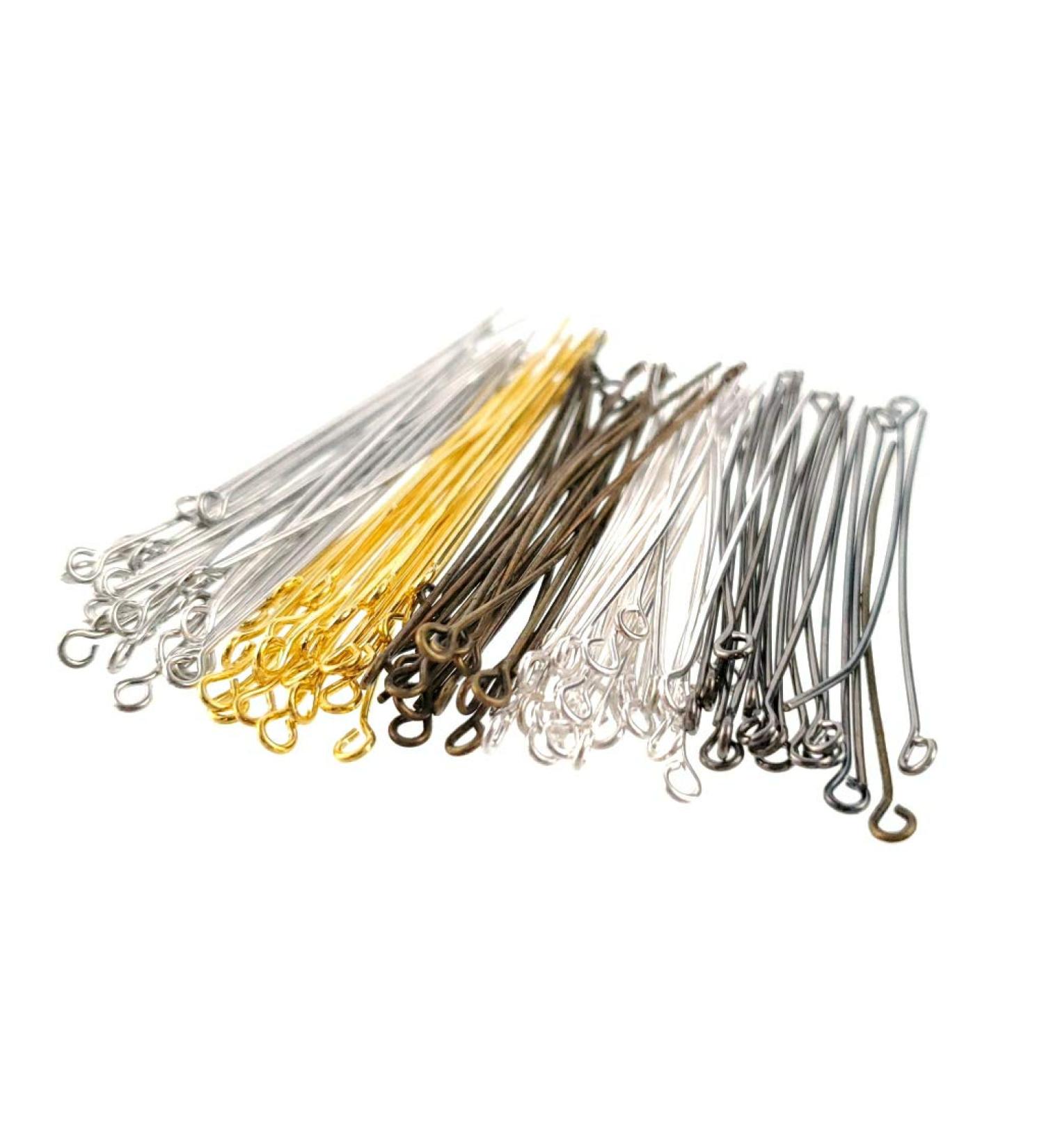 Solid Brass Eye Pins Findings for Jewelry Making - Mixed Color Assorted 50mm x 21 Gauge - Buy Online on SooperMarket.com