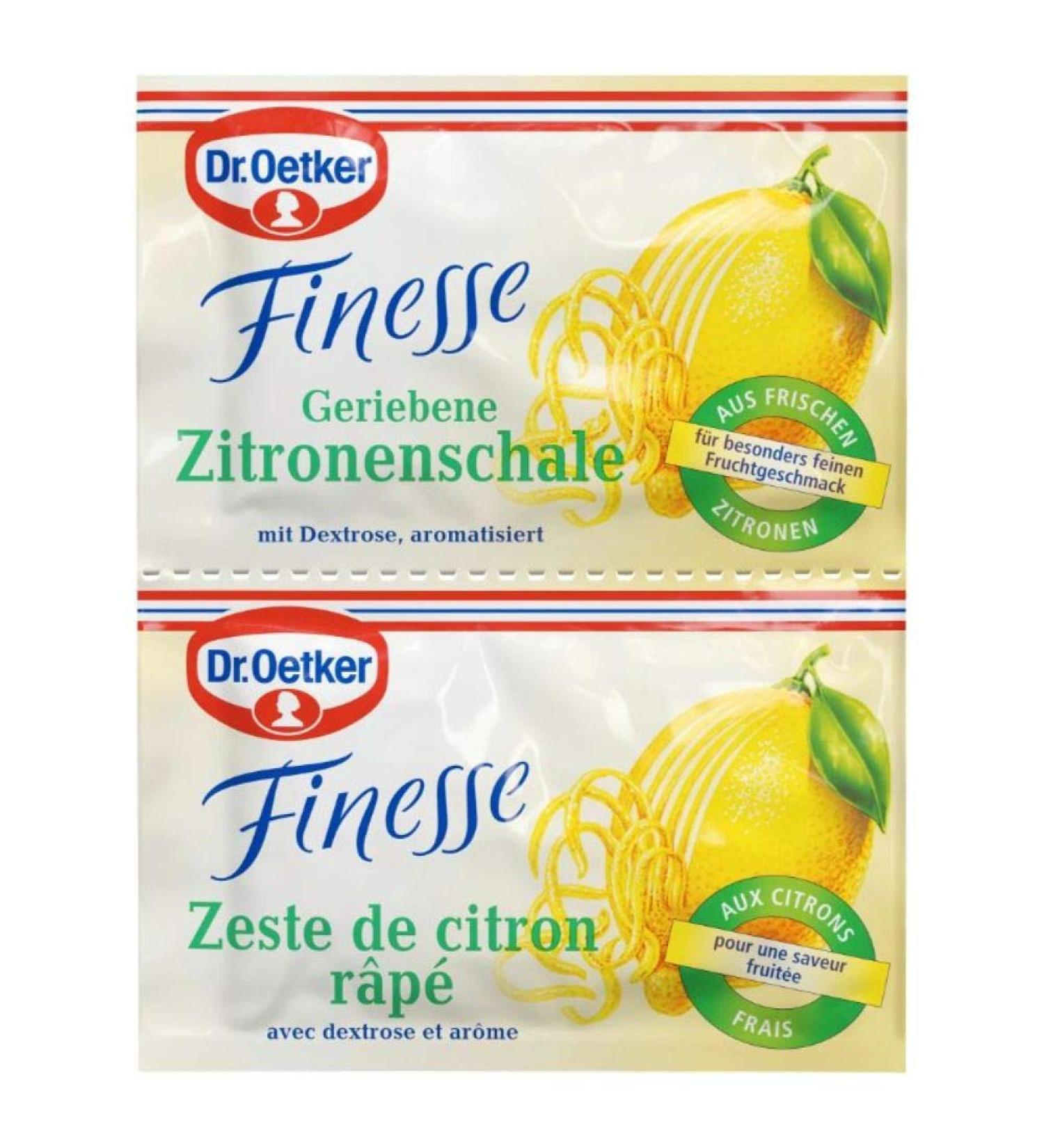 Dr. Oetker Finesse Grated Lemon Peel 3 Pack | 6g | Vegan & Perfect for Desserts & Cakes - Enhance Your Recipes! - Buy Online on SooperMarket.com