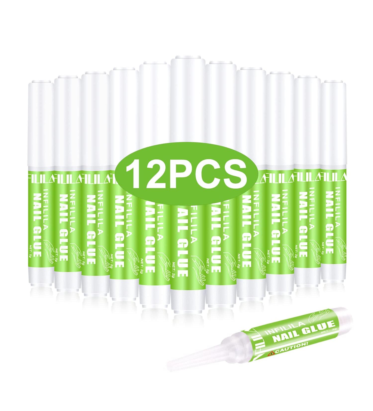 Infilila Professional Nail Glue for Acrylic Nails - Long Lasting & Strong Adhesive - 12PCS 0.07oz/Pcs - Buy Online on SooperMarket.com