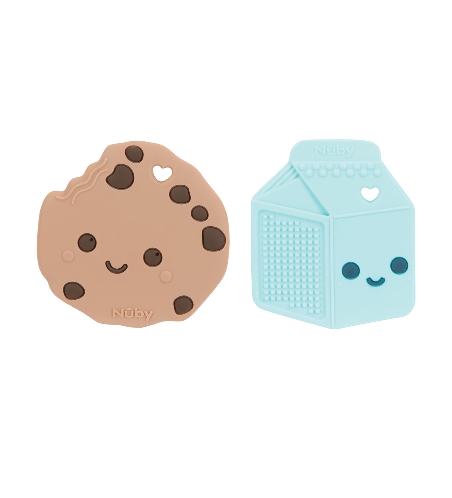 Nuby All Silicone Chocolate Chip Cookie & Milk Carton Teether 2 Pack for Babies 3+ Months - 2PK - Buy Online on SooperMarket.com