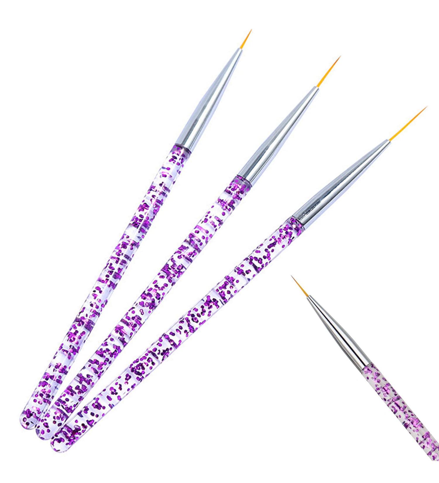 Peutpy 3-Piece Nail Art Liner Brush Set - Professional Acrylic & UV Gel Detailing Tools for Manicure & Nail Salon Accessories - Buy Online on SooperMarket.com