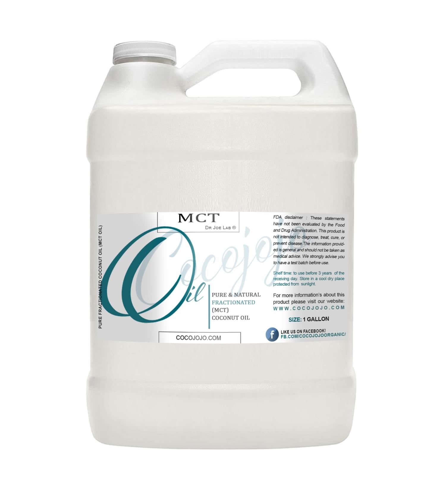 Dr Joe Lab MCT Oil 1 Gallon - 100% Pure Fractionated Coconut Vegan Medium Chain Triglycerides for Skin Hair Nails & Body - Grade A Quality Carrier Oil - Buy Online on SooperMarket.com
