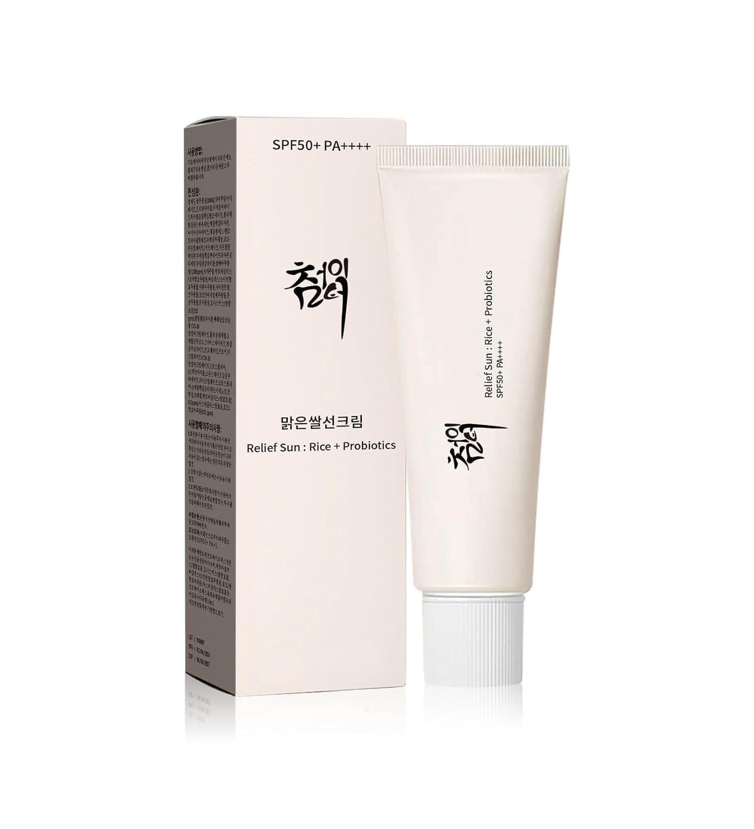 Relief Sun Organic sunscreen SPF50++++PA++++ Rice and Probiotics | Korean Skin Care Solution for All Skin Types | Nourishing Skin Protection and UV Defens