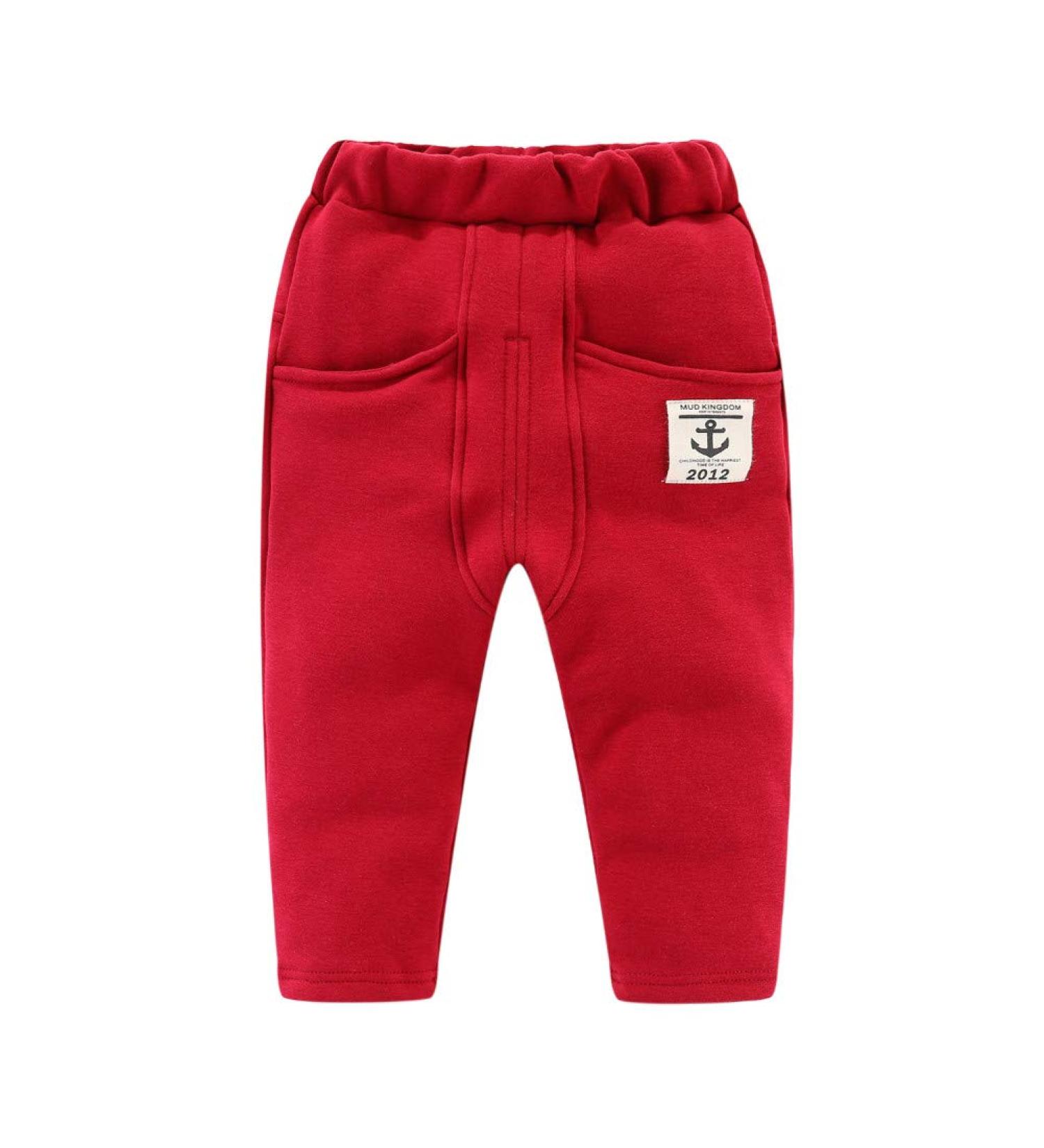 Mud Kingdom Little Boys Fleece Pants 6-7 Years | Anchor Red | Warm Winter Tight Fit - Buy Online on SooperMarket.com