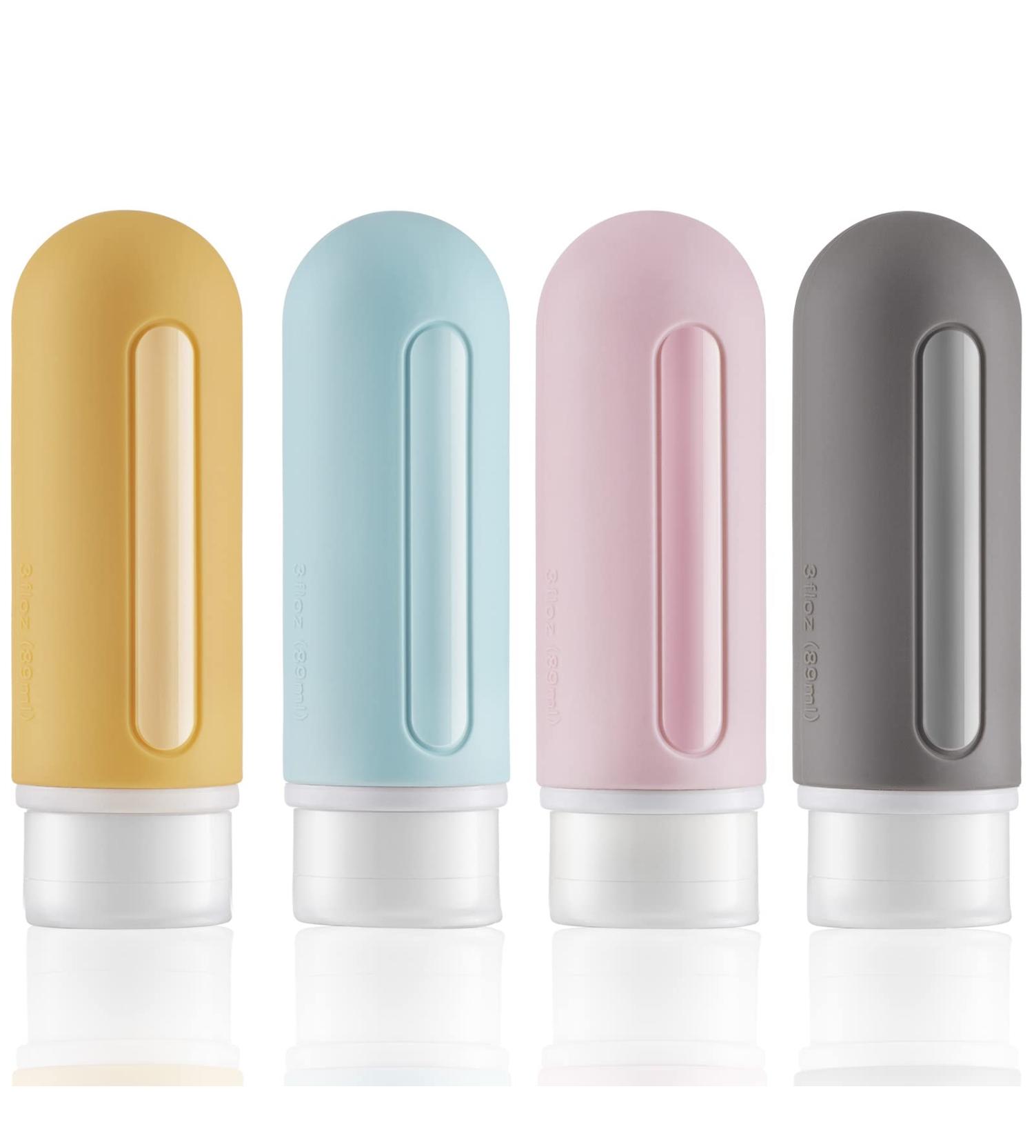 Toureal Silicone Travel Bottles 89ml Set - 4 Multi-Color Refillable Containers for Shampoo Toiletries & Liquids - Ideal Travel Accessories - Buy Online on SooperMarket.com