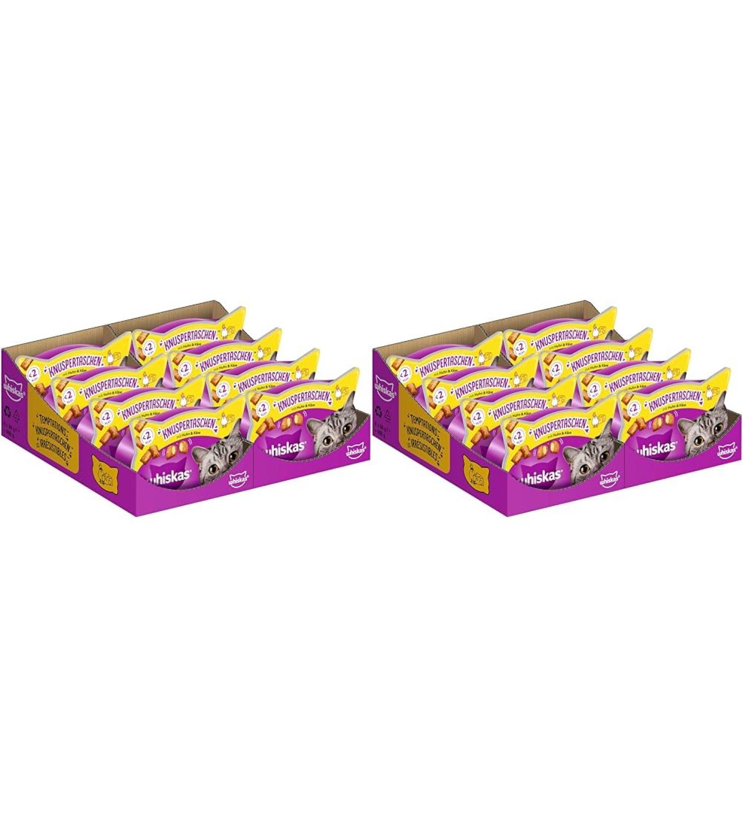 Whiskas Crunchy Pockets Cat Snack - Chicken & Cheese 8x60g | International Shipping Available - Buy Online on SooperMarket.com