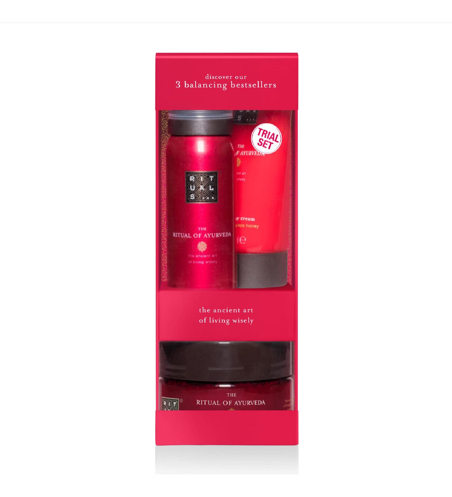 RITUALS Ayurveda Rebalancing Discovery Set with Indian Rose & Sweet Almond Oil - Body Cream, Foaming Shower Gel, Body Scrub - Buy Online on SooperMarket.com