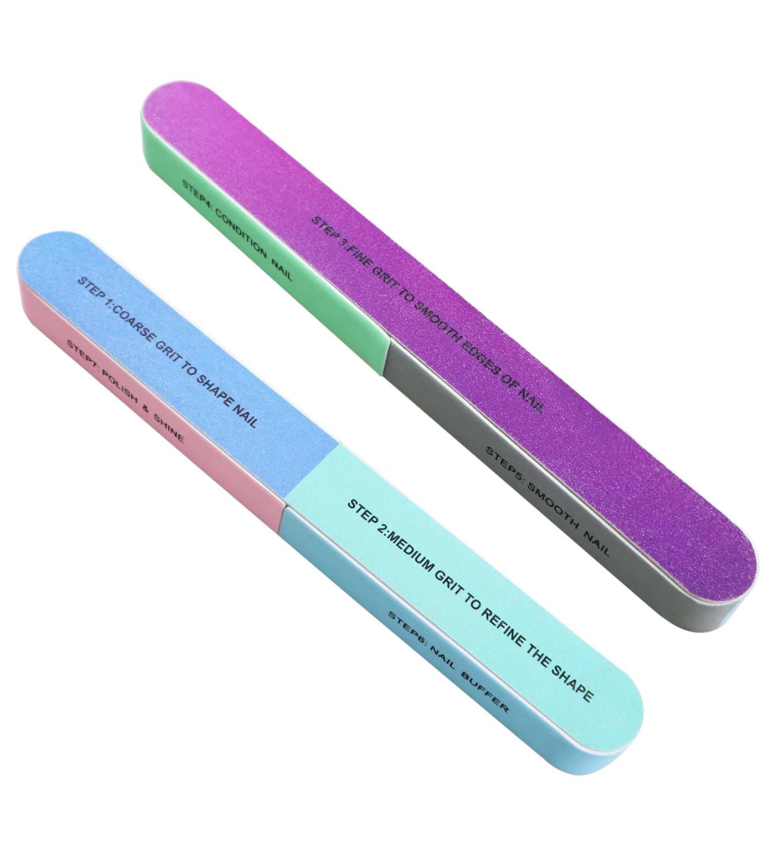 2Pcs Nail Buffer 7-Sided Nail Buffer Blocks Professional Nail Files Manicure Sanding File for Natural Nails Acrylic Nail Polishing Nails - Buy Online on SooperMarket.com