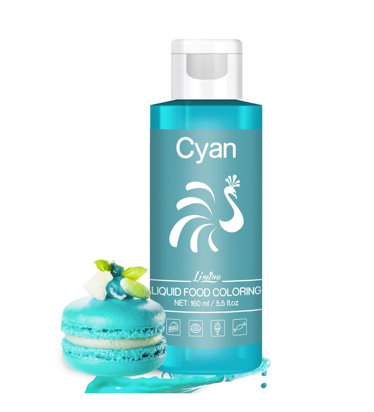 Premium Cyan Food Coloring - 160ml Sugar-Free Liquid Dyes for Cakes Baking Cookies Macarons DIY Slime & More | International Shipping Available - Buy Online on SooperMarket.com