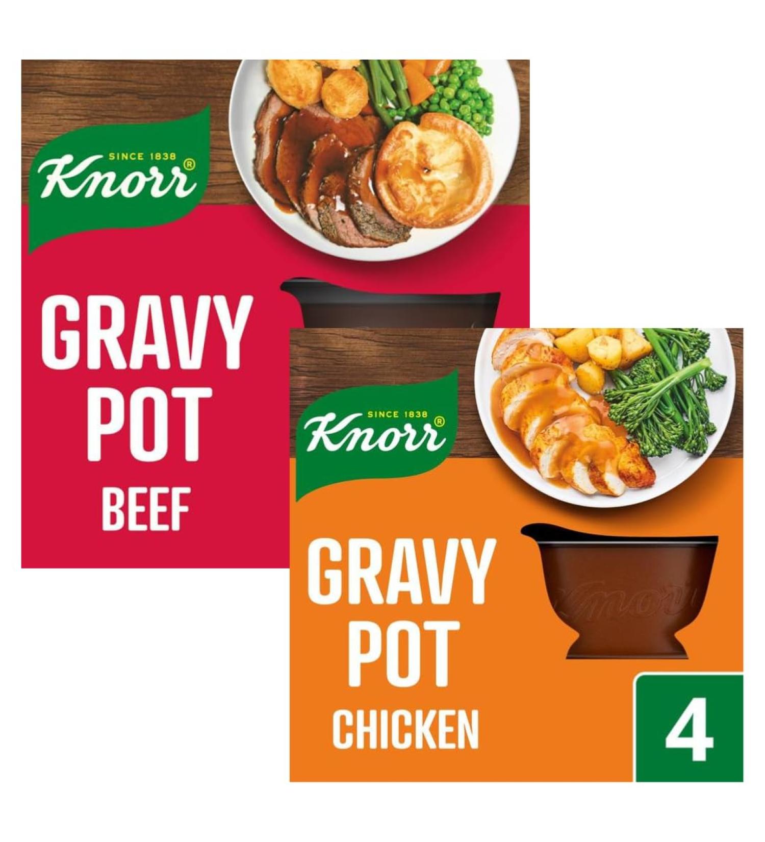 Gravy Pot Bundle with Knorr Beef Gravy Pots 4x28g With Knorr Chicken Gravy Pot 4x28g (2 Pack) - Buy Online on SooperMarket.com