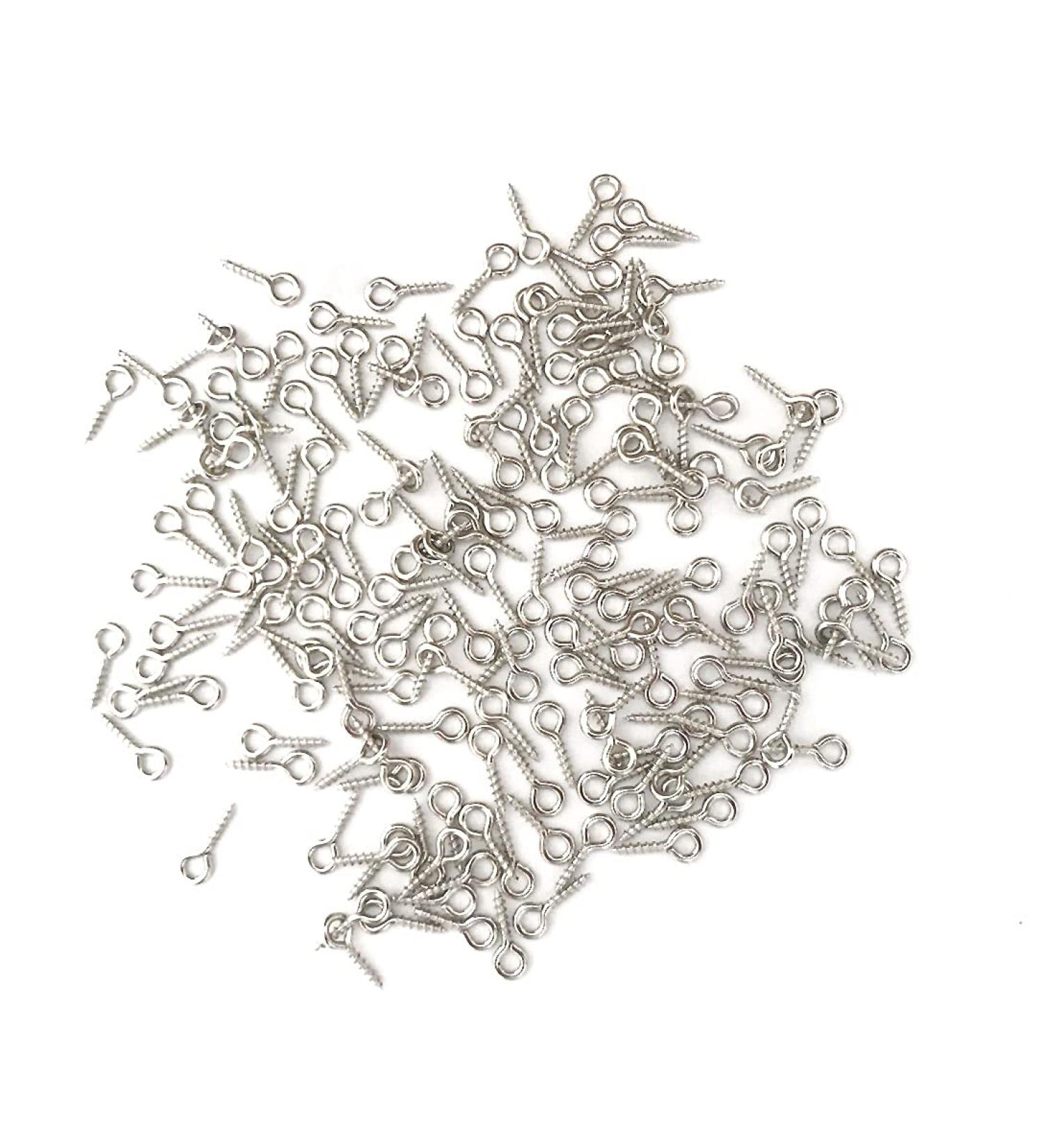 250pcs Silver Small Mini Screw Eyes Pin Tiny Screw-in Hooks Jewelry Metal Ring - Buy Online on SooperMarket.com