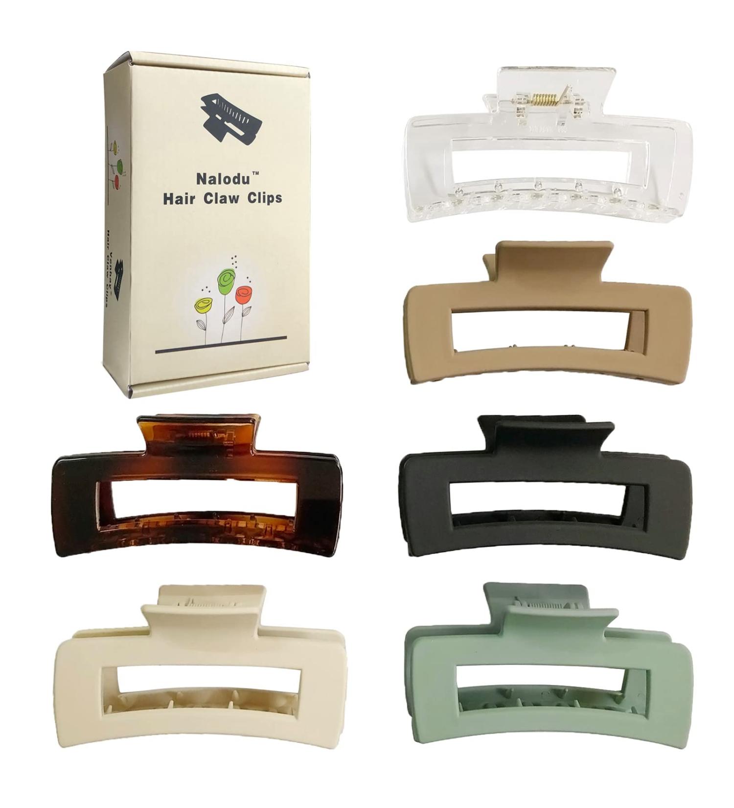 Nalodu Rectangle Hair Claw Clips - 4 Inch Matte Clear No Slip Big Jaw Clip - 6 Pack for Thick Hair Women and Girls - Buy Online on SooperMarket.com