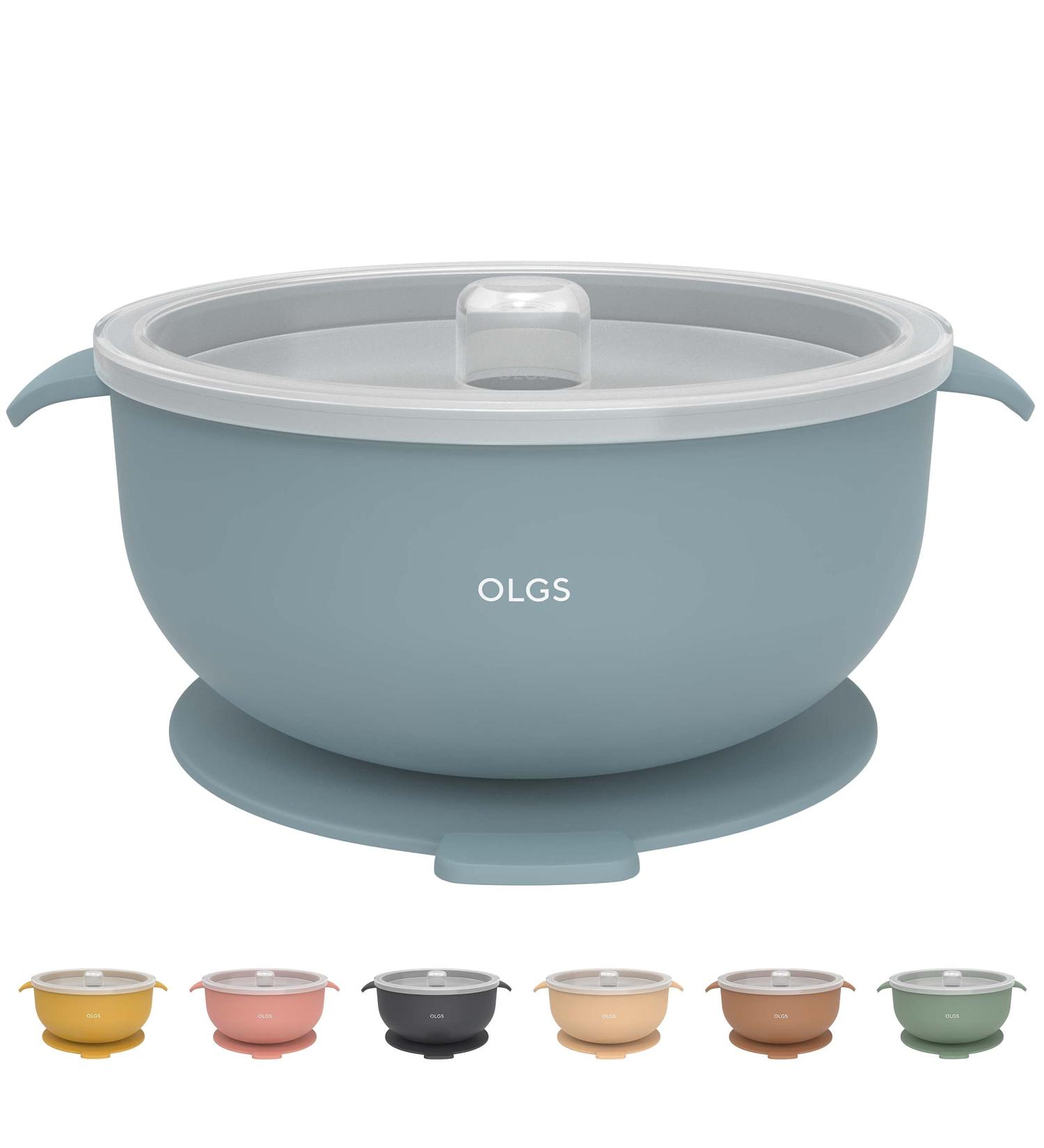 Olgs Silicone Bowl with Lid & Suction Cup for Babies | BPA-Free Dishwasher Safe Children's Dishes | Slipproof & Easy to Clean - Blue - Buy Online on SooperMarket.com