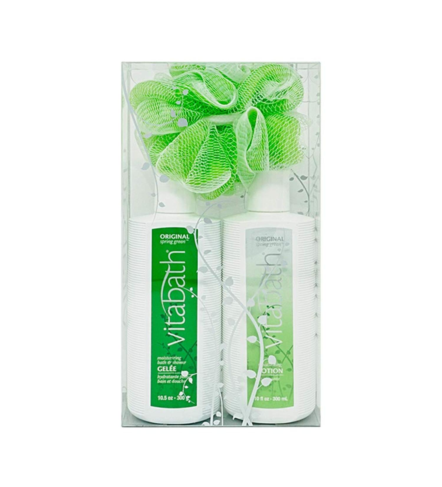 Vitabath Original Spring Green Shower Set - 10 Fl Oz - Pine & Rosewood - Shower Gel, Lotion & Pouf - Buy Online on SooperMarket.com