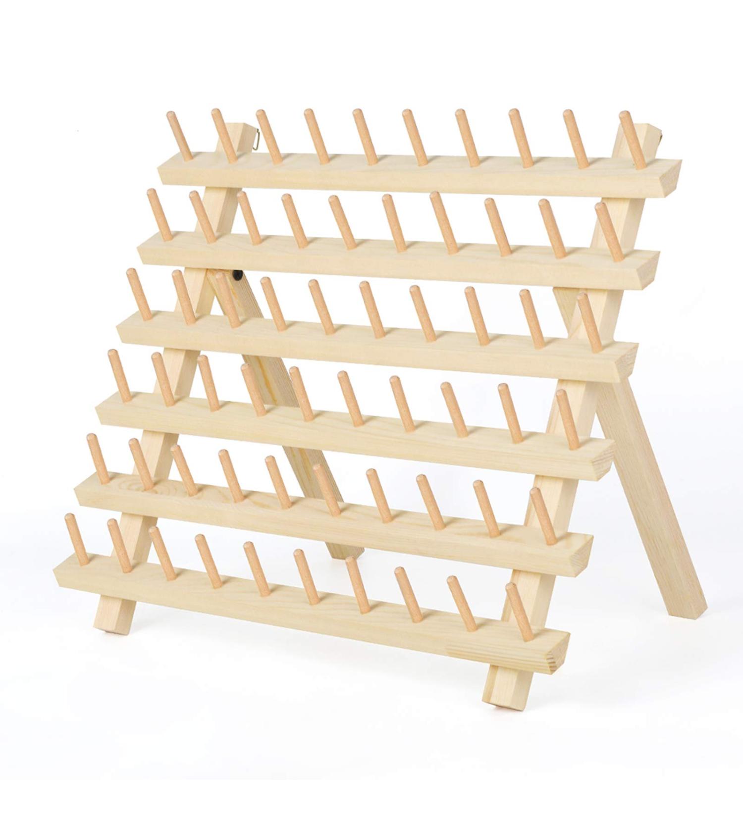 Haitral 60-Spool Wooden Thread Rack Organizer for Sewing, Quilting, Embroidery & Hair-braiding - Buy Online on SooperMarket.com