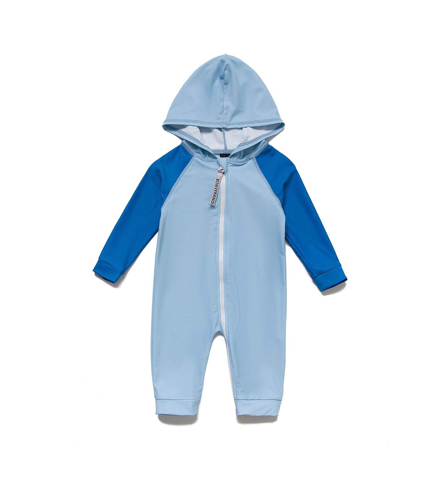 BONVERANO Baby Boys Swimsuit | UPF 50+ Full Zip Hooded One Piece | 6-9 Months Blue - Buy Online on SooperMarket.com