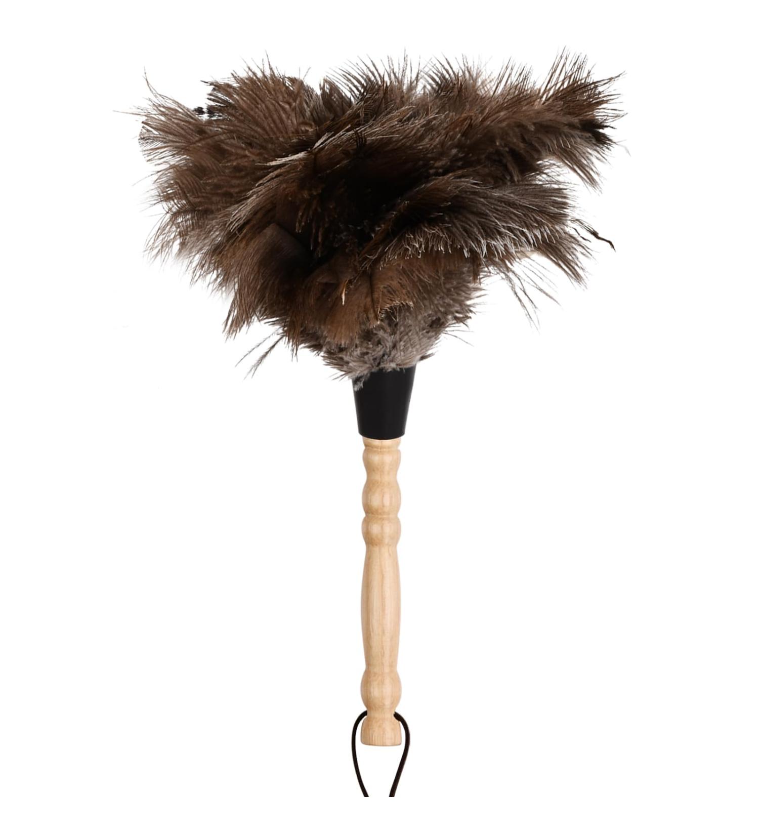 Kioiner Ostrich Feather Duster 34cm/13.3inch Antistatic Natural Ostrich Feather Duster Fluffy Feather Duster with Wooden Handle for Home Office Car Keyboard Blinds Bookcase Furniture - Buy Online on SooperMarket.com