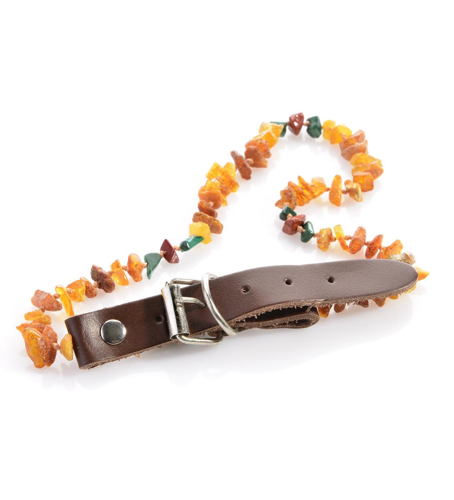 Larsson Amber Necklace for Dogs & Cats | Malachite & Red Jasper | 50-60 cm | International Shipping - Buy Online on SooperMarket.com