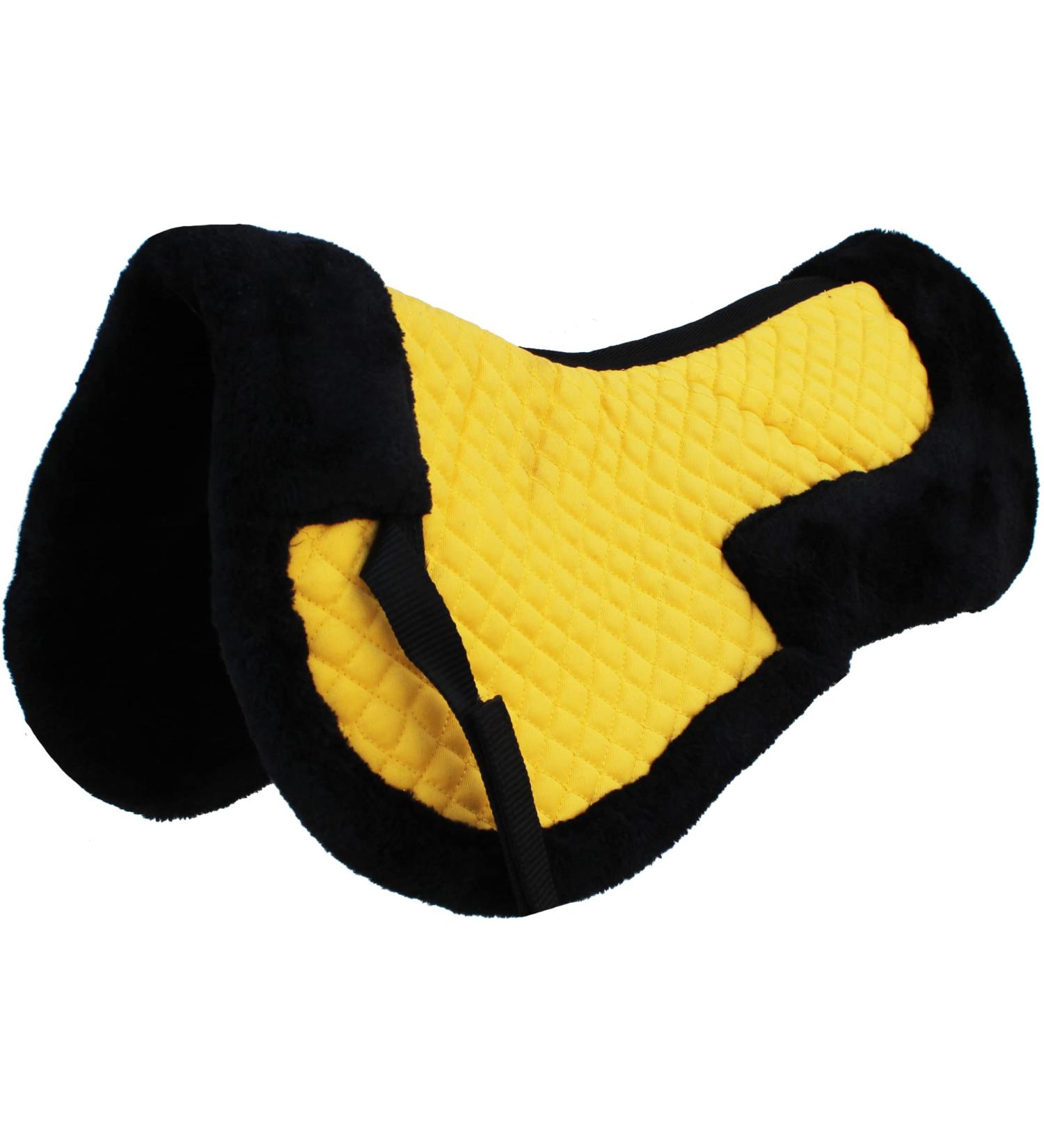 CHALLENGER 23" x 22" Horse English Saddle Contoured Quilted Fleece Lined Half Pad 72130v Yellow