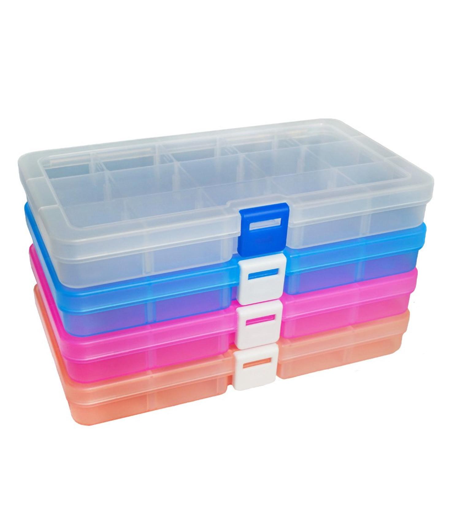 DUOFIRE Adjustable Plastic Organizer Container Storage Box with 15 Grids - 4 Pack, Ideal for Jewelry, Beads, Earrings, Fishing Hooks, Small Accessories - Buy Online on SooperMarket.com