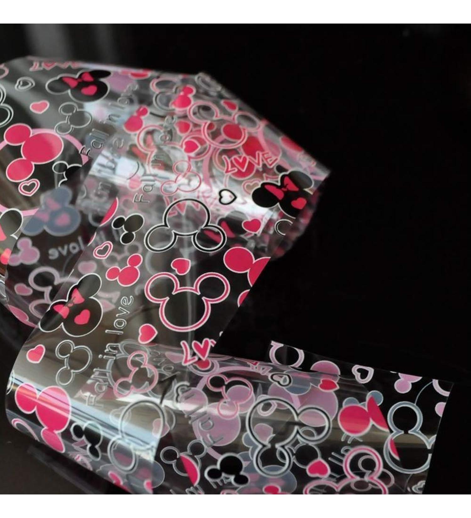 Nail art - nail foil - transfer foil - pink/black/white/transparent - Mickey Mouse - 1400-188