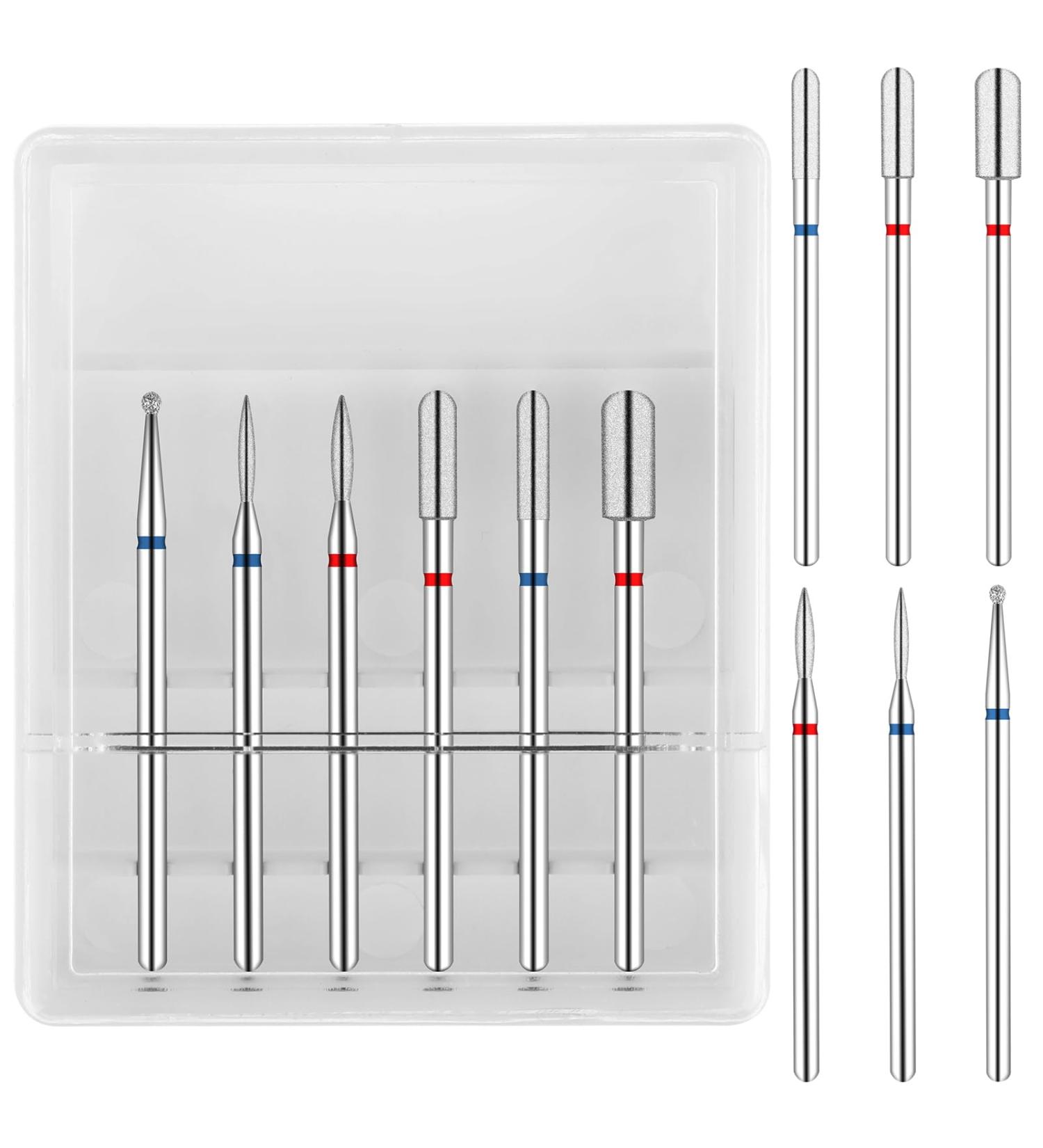 Sibba 6 PCS Diamond Russian Manicure Drill Bits Set for Nail, Wood, Glass, Plastic, Ceramic - Professional Cuticle Drill Bit Set for Manicure - Buy Online on SooperMarket.com