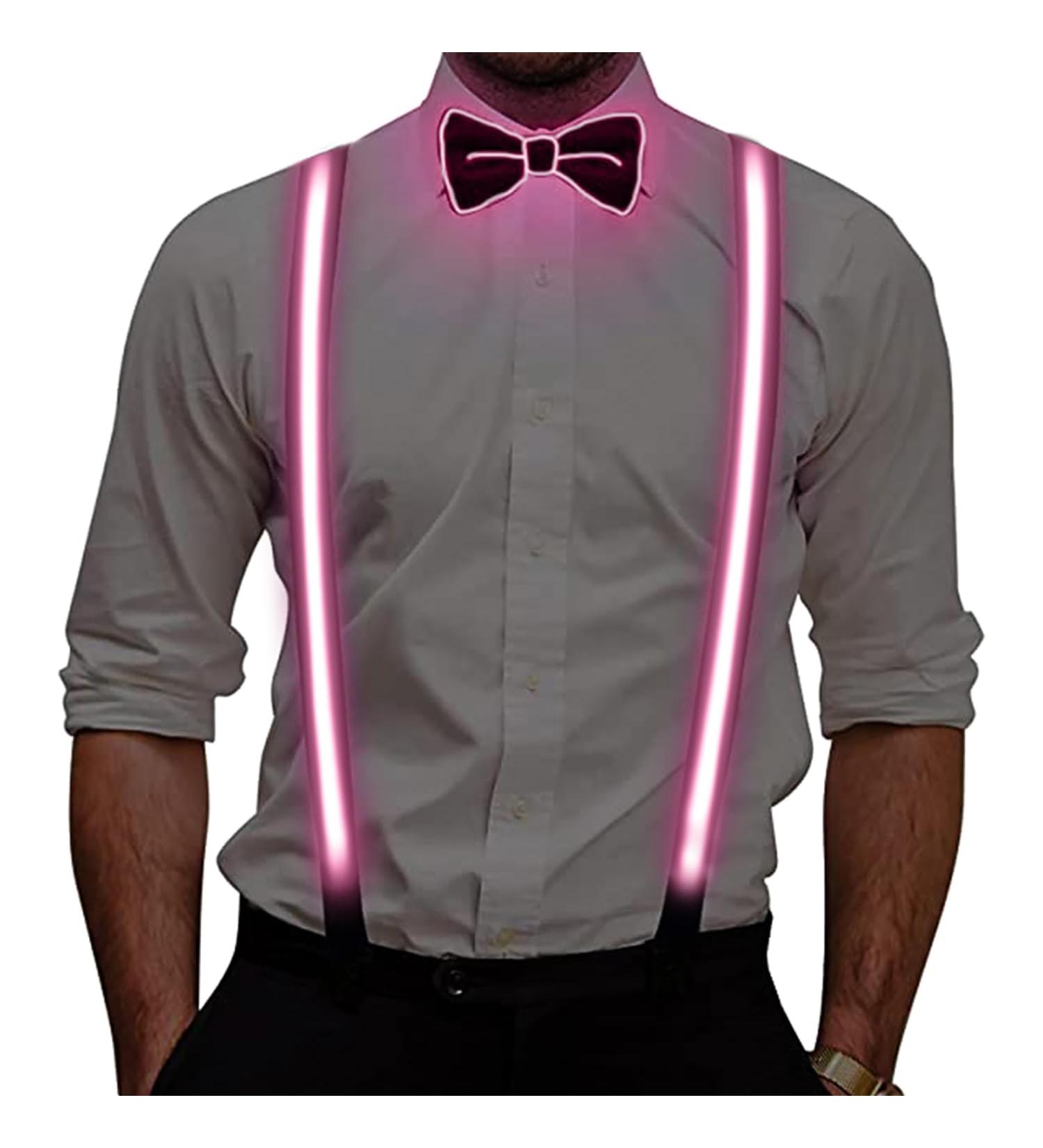 Shop Ausolee Luminous LED Suspenders & Bow Tie Set for Men - Perfect for Music Festivals & Halloween - Purple - Buy Online on SooperMarket.com
