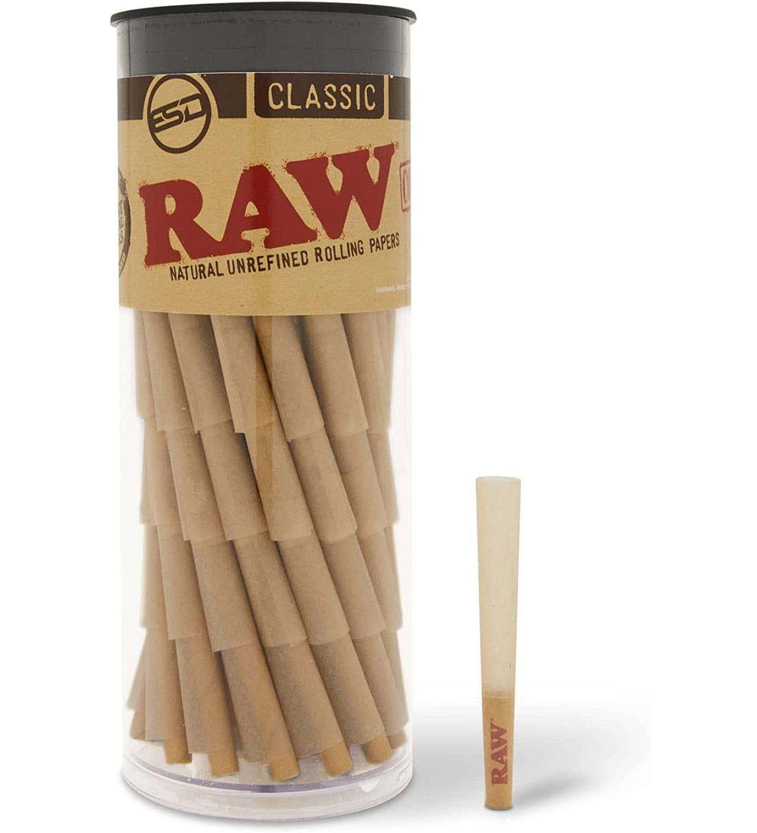 RAW Cones Classic Single Size 70/24 for a single-use Mini Preroll to Enjoy a Quick Sesh - 100 Cone Pack 100 Pack