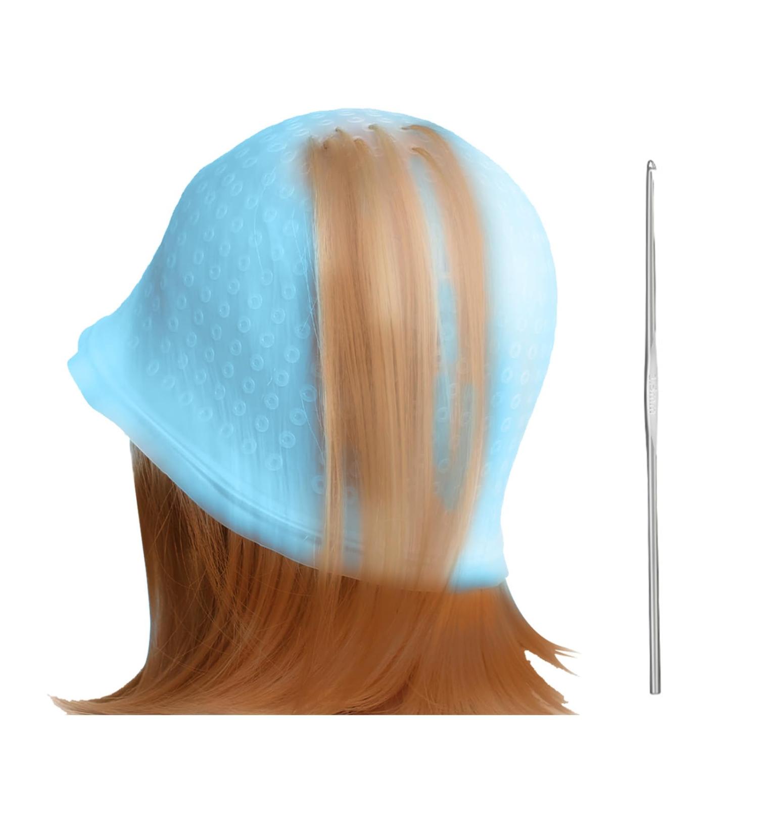 Highlighting Cap Silicone Hair Highlighting Cap with Hook Punched Hole Highlight Hair Cap Professional Hair Dye Cap Hairdressing Dyeing Staining Tools for Women Men - Buy Online on SooperMarket.com