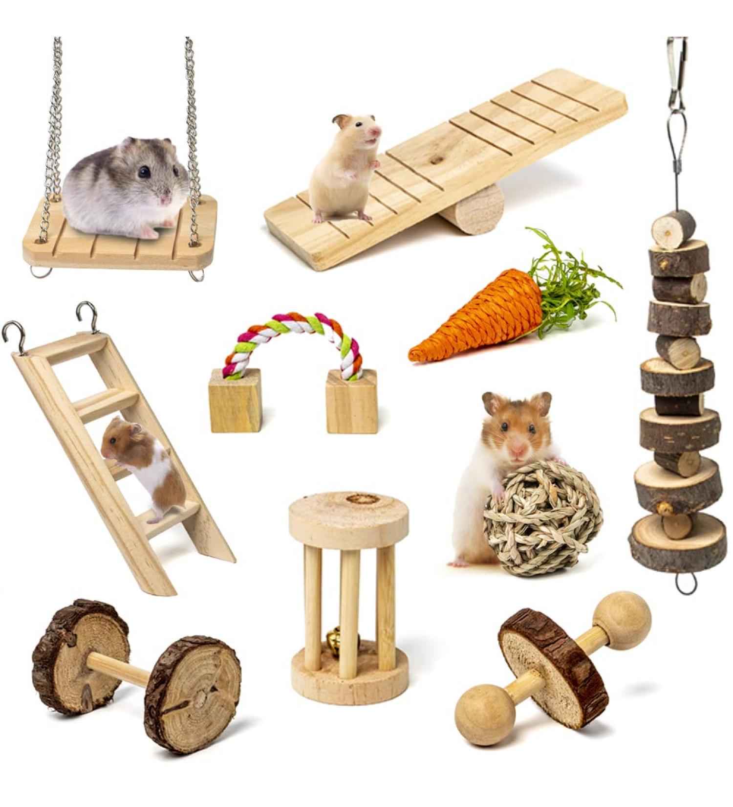 Sofier Natural Wooden Hamster Chew Toys Set - Ideal for Syrian Hamster, Rats, Guinea Pigs, and More! - Buy Online on SooperMarket.com