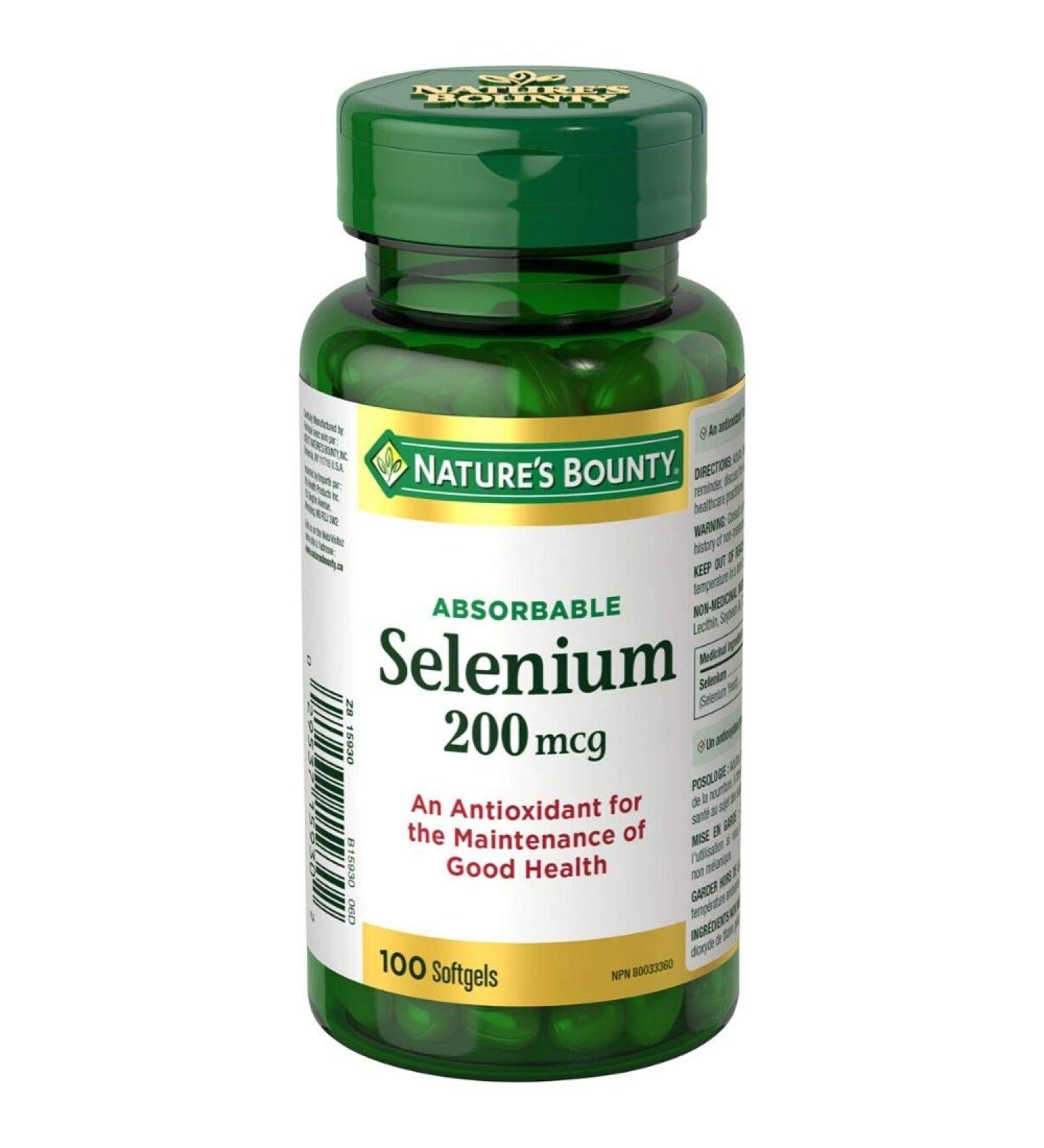 Nature's Bounty Selenium 200mcg Pills Supplement An Antioxidant for the Maintenance of Good Health Multi-colored 100 Softgels - Buy Online on SooperMarket.com