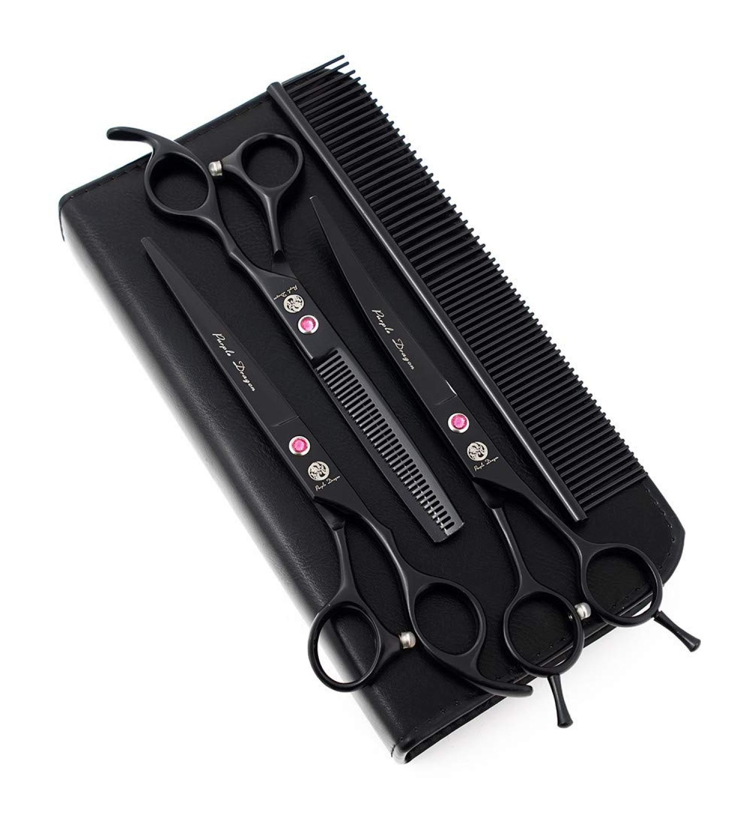 Purple Dragon 7.0 inch Rhinestone Pet Grooming Scissors Set - Dog Hair Cutting & Thinning Shears - Buy Online on SooperMarket.com
