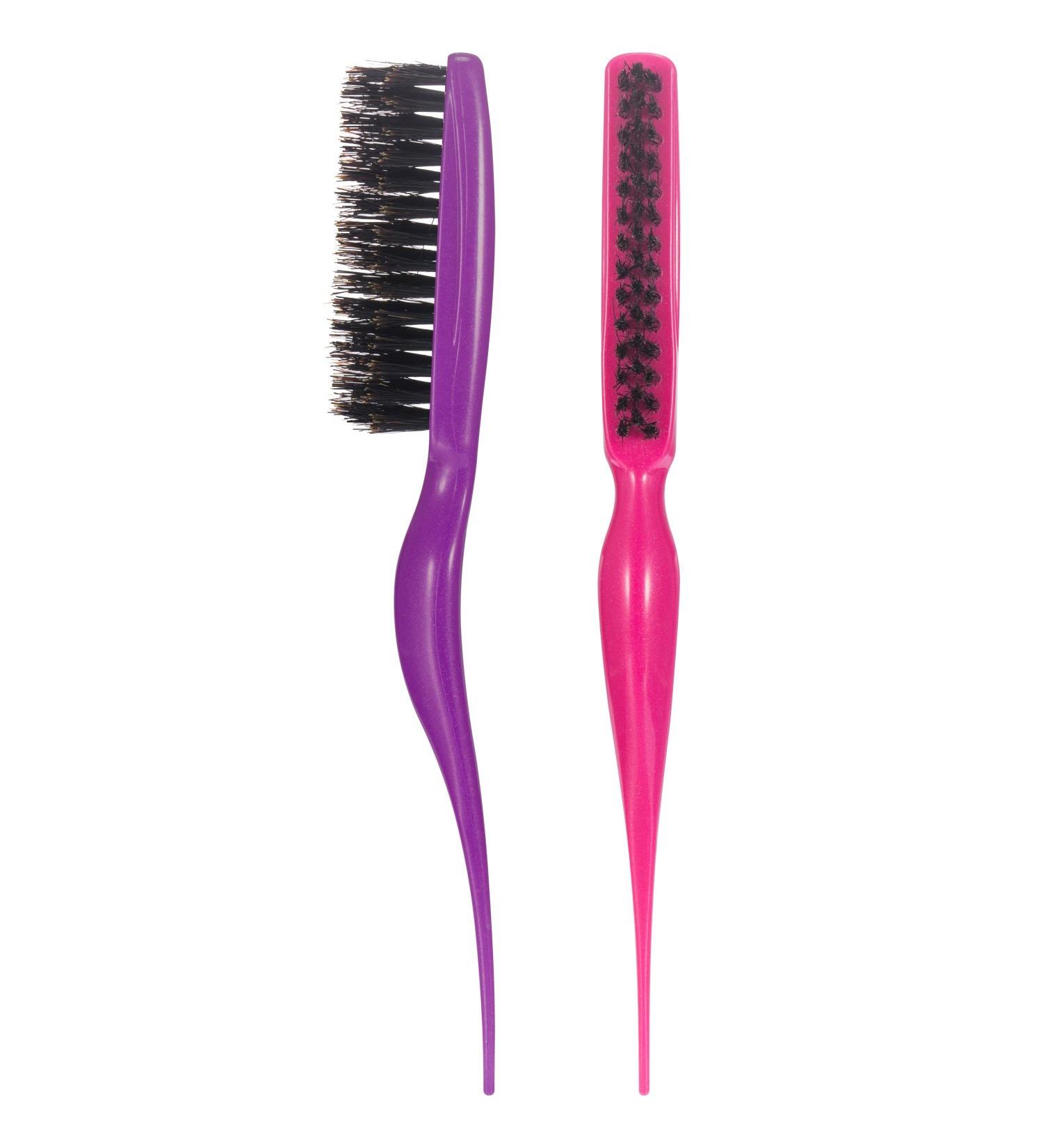 Boar Bristle Teasing Hair Brush Set for Women Men - Salon Quality Styling Comb Set in Fuchsia and Purple - Buy Online on SooperMarket.com