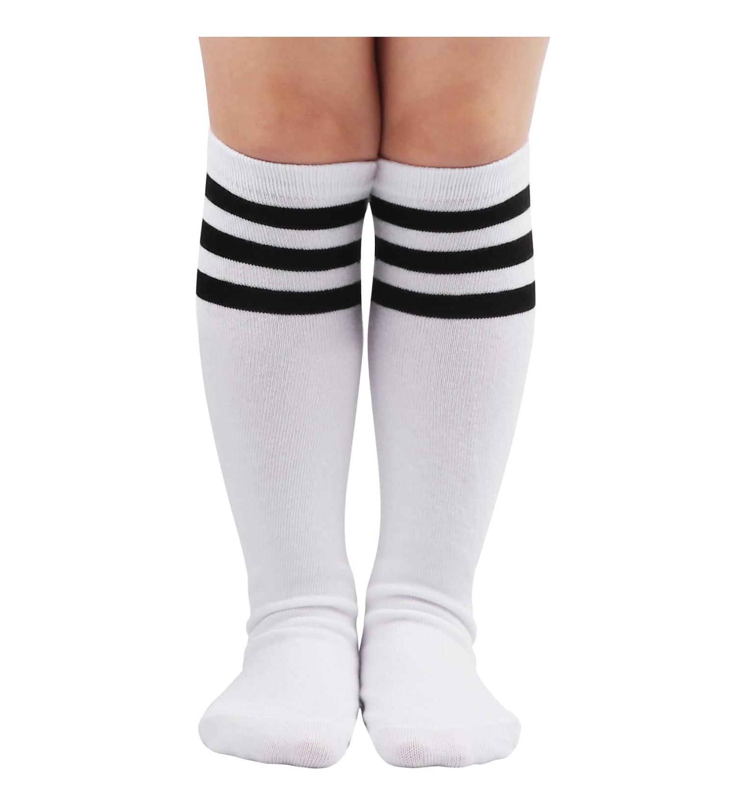 DRESHOW BQUBO Kids Toddler Soccer Socks - White/Black Stripe, 3-6 Years - Buy Online on SooperMarket.com