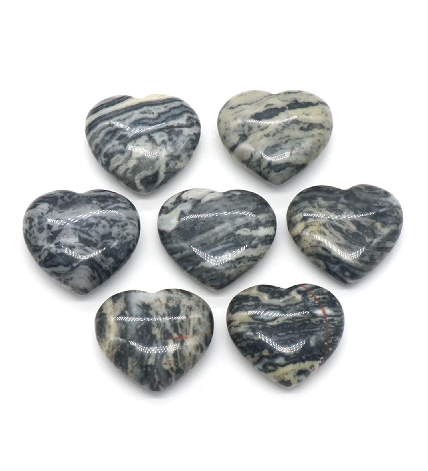 Natural Crystal Rough Natural Crystal Rough 2PCS Natural Rose Quartz Crystal Love Heart Home Decoration ChakraReiki Gemstone Agate Specimen Pecimen Gift Exorcise Evil Spirits Money Drawing (Color : L 20X20X8mm Zebra Stone - Buy Online on SooperMarket.com