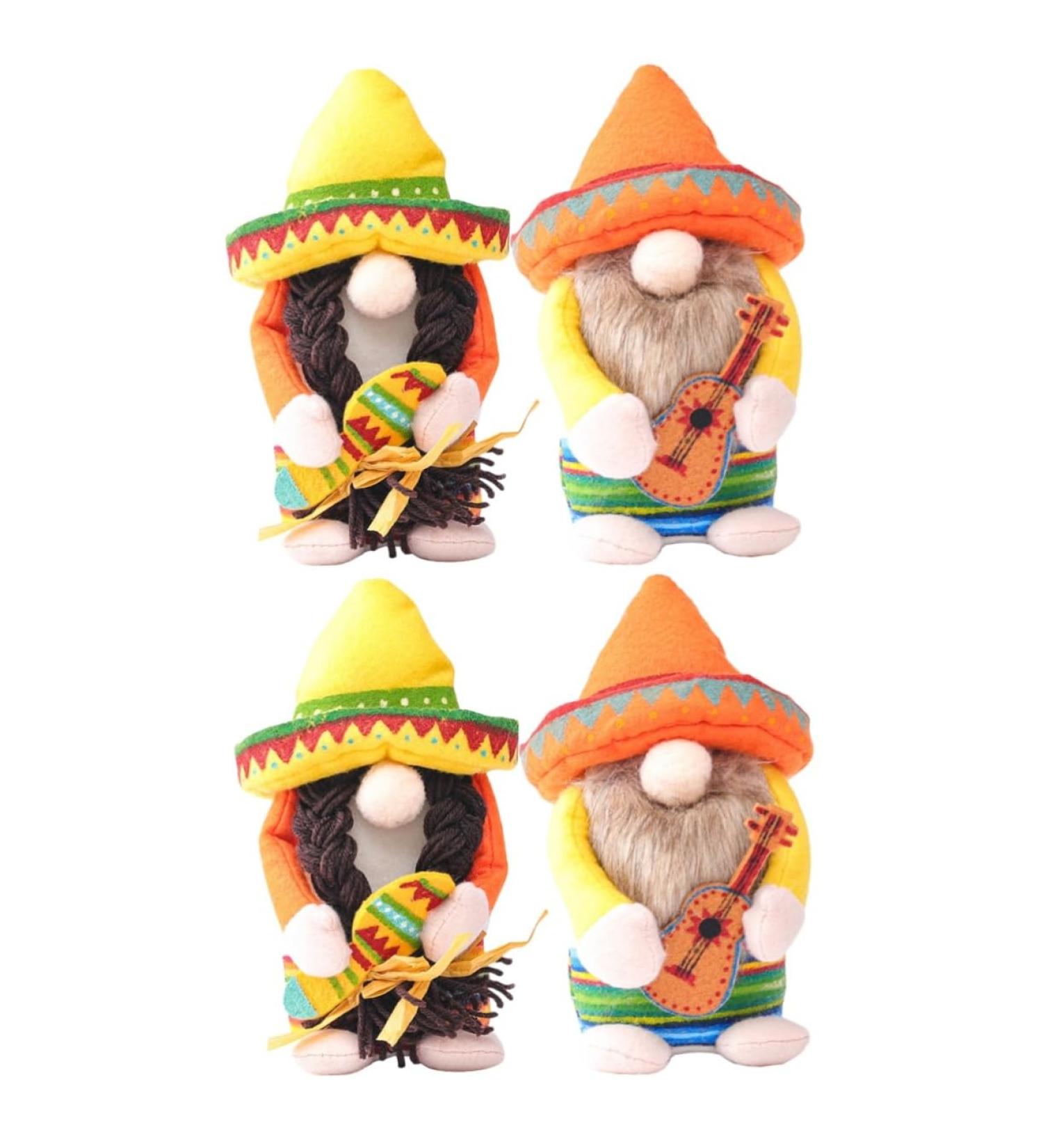 HOMSFOU 4 Pcs 1 Set Hawaiian Doll Summer Beach Party Decoration Nativity Ornaments for Kids Santa Ornament Plush Santa Gnome Cinco De Mayo Party Decorations Cloth Mexico Child Desktop Yellowx2pcs 20x13x9cmx2pcs - Buy Online on SooperMarket.com