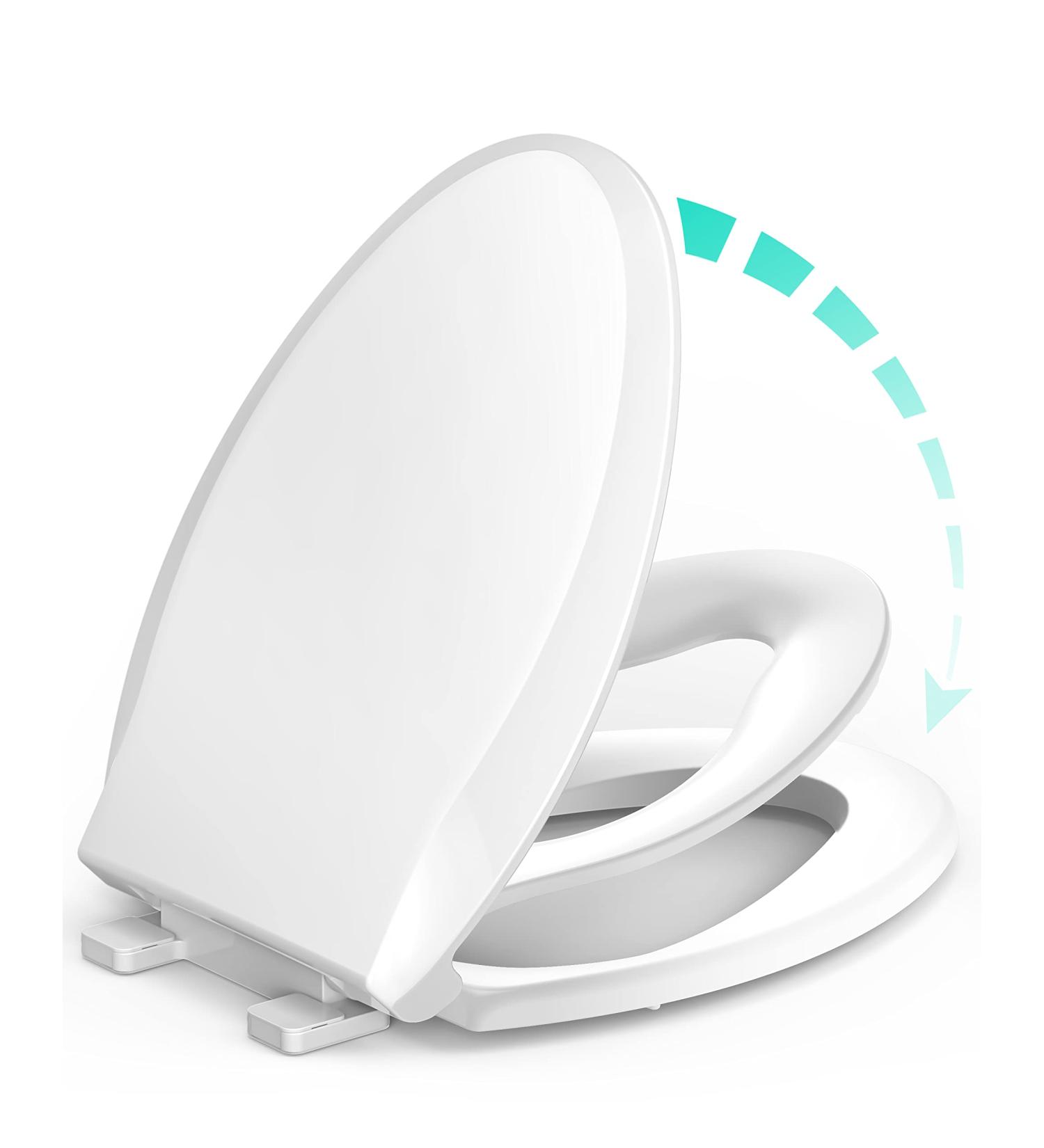 Heavy Duty Elongated Toilet Seat with Built-in Potty Training Seat - Slow Close, Never Loosen, Ergonomic Design - Space Saving Toddler Toilet Seat (18.6 x 14.2 x 2.5) - Buy Online on SooperMarket.com