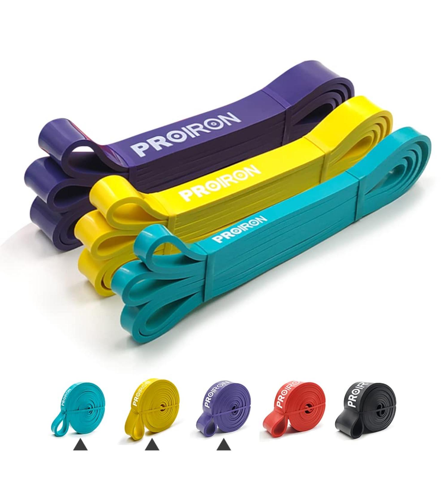 Proiron Resistance Bands Set - Assisted Pull up Bands for Powerlifting & Strength Training - Green/Yellow/Purple (6.7-45kg) - Men and Women - Buy Online on SooperMarket.com