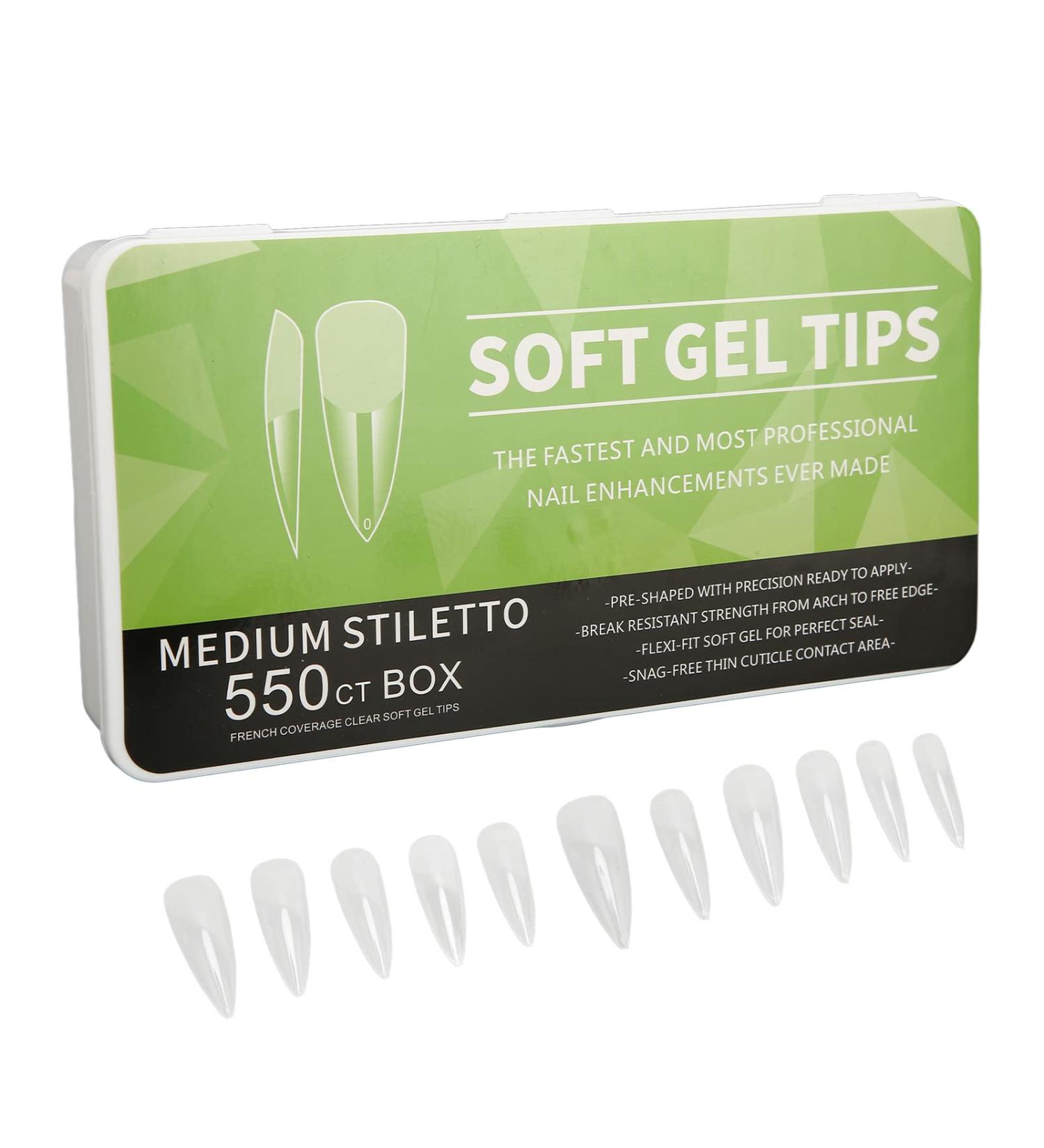 550 Tablets Long Clear Nails Ultra Thin Clear Stiletto Fake Nails Set Long Full Cover Almond Shaped with Rhinestones Designs for Wedding Dating Party Acrylic Nail Tips Kit - Buy Online on SooperMarket.com