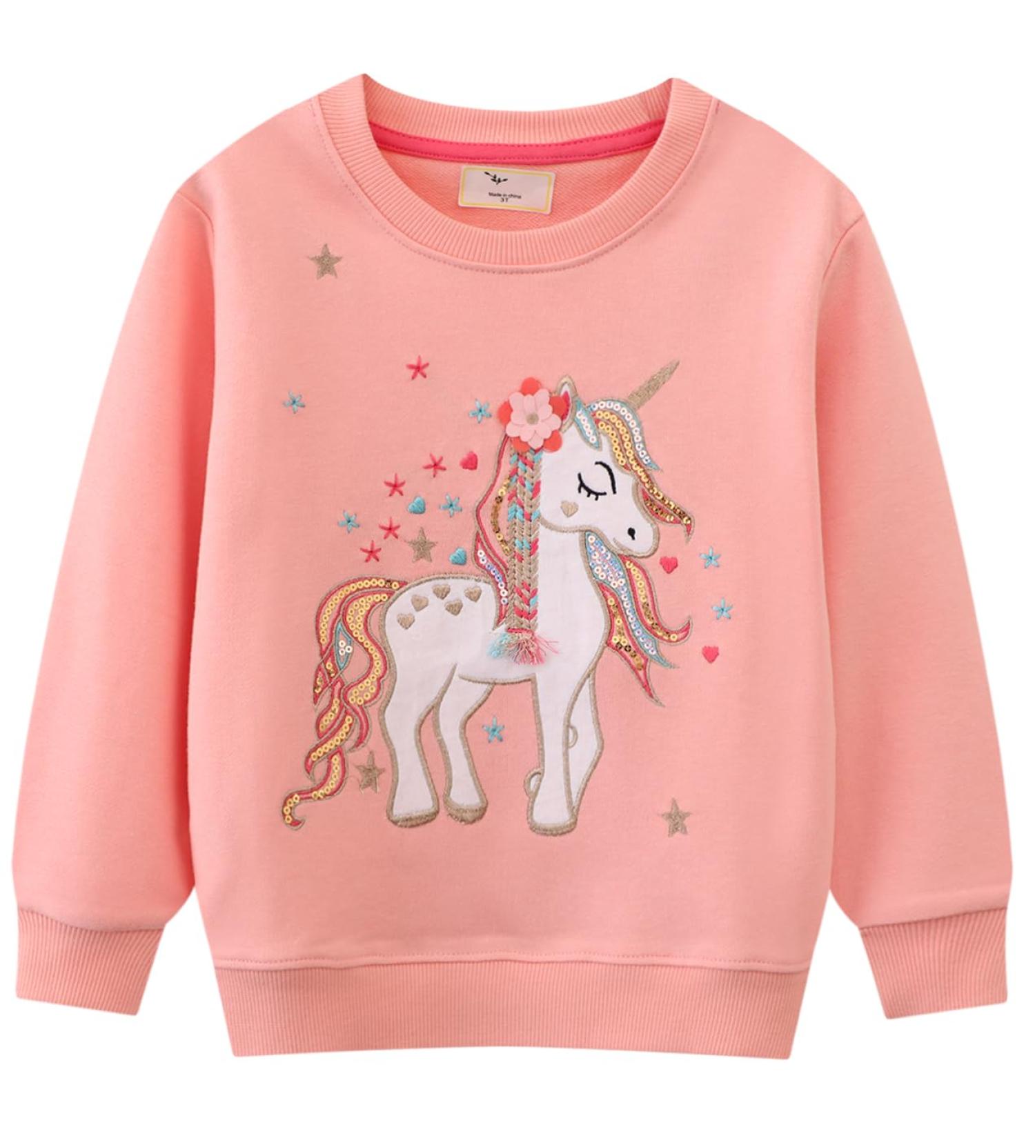 Girls Unicorn Sweatshirt | Kids Cotton Top | Long Sleeve Pullover | Age 1-12 Years - Buy Online on SooperMarket.com