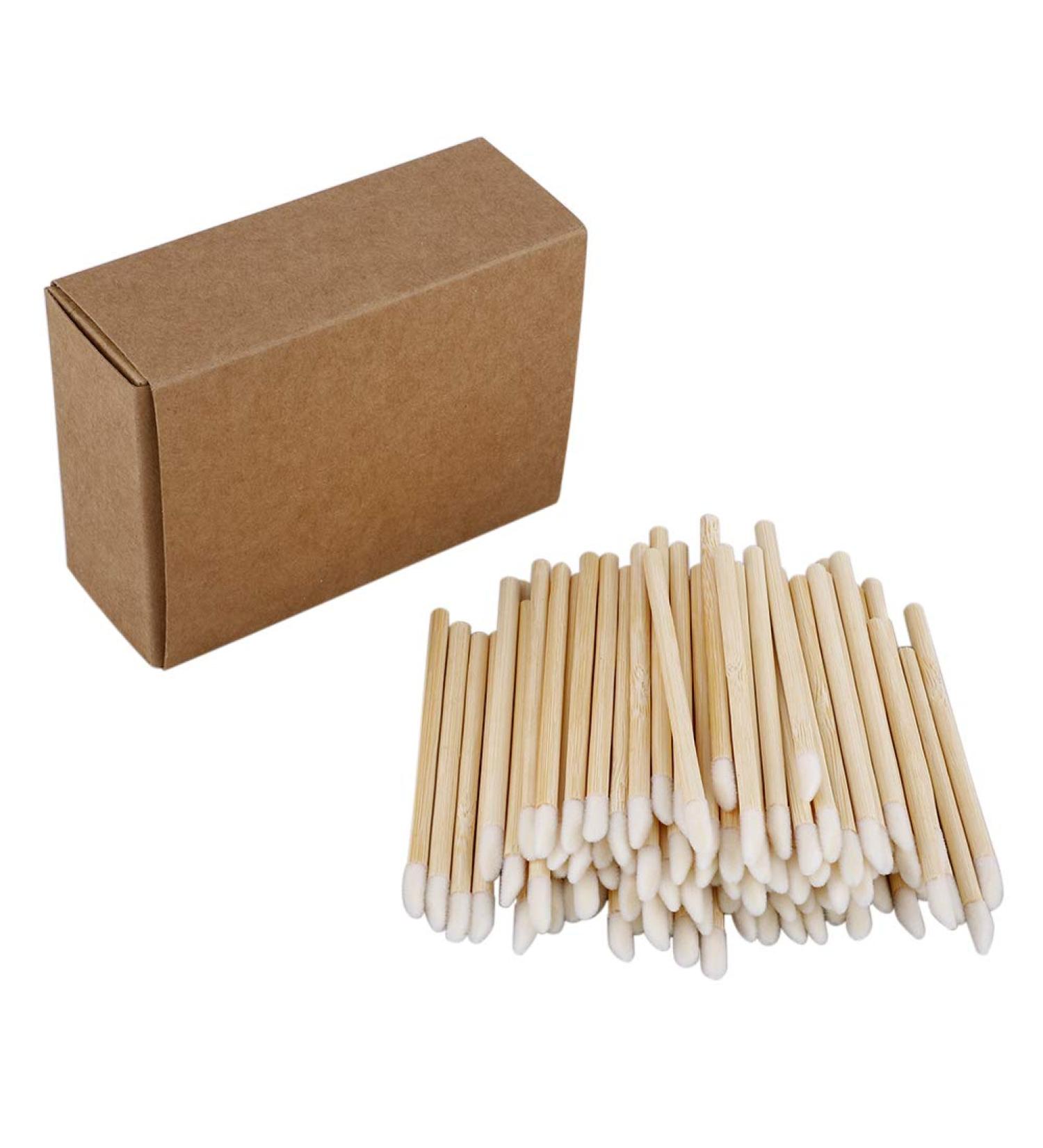 100pcs Disposable Lip Brushes | Eco-Friendly Makeup Applicators with Bamboo Handle - Lint Free Lipstick & Lip Gloss Wands - Buy Online on SooperMarket.com