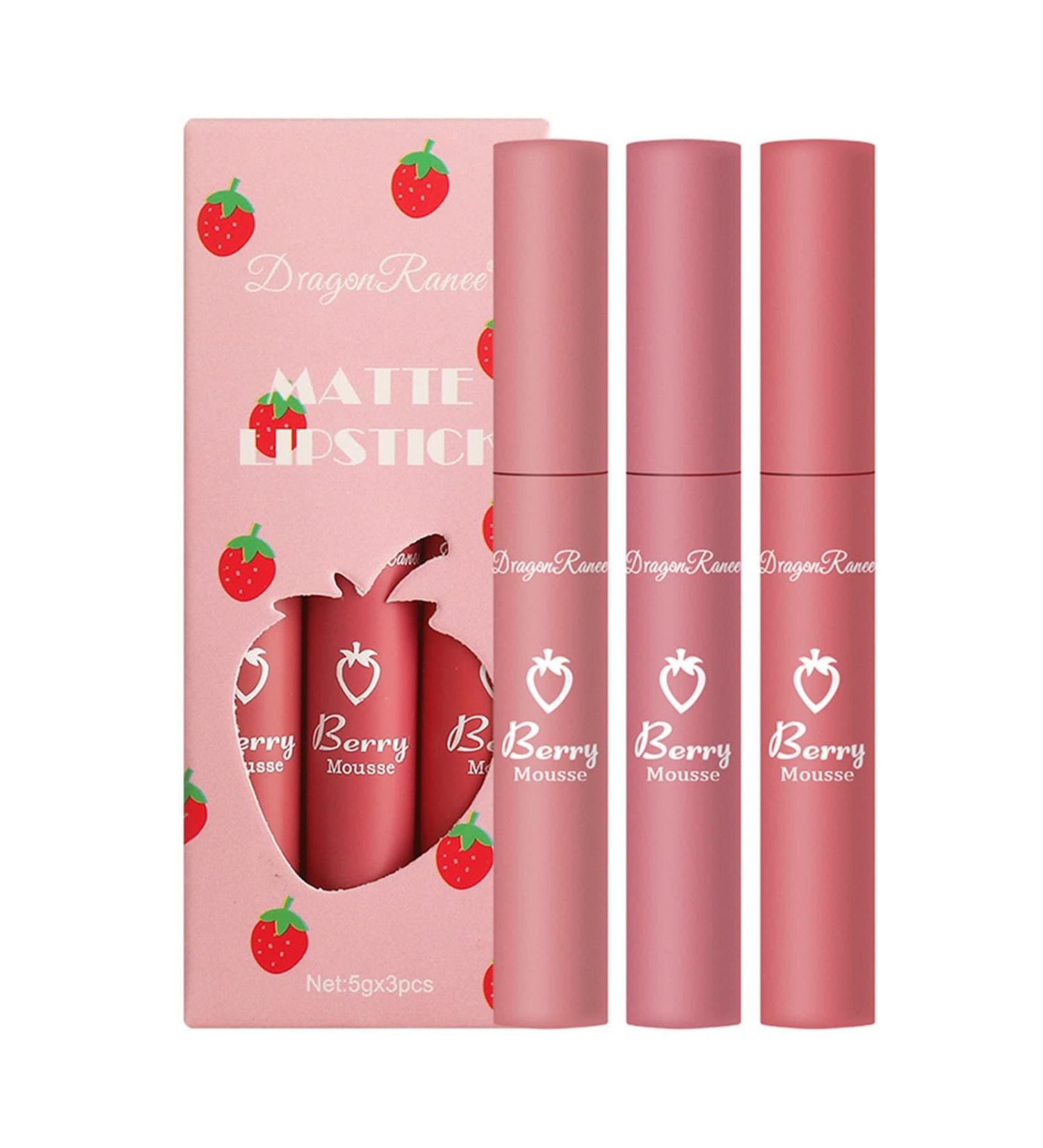 YUECI Waterproof Matte Lipstick Set - 3 Colors Lip Gloss for Naturally Shiny Lips | Moisturizing Lip Oil (1 ml) | #03 - Shop Internationally! - Buy Online on SooperMarket.com