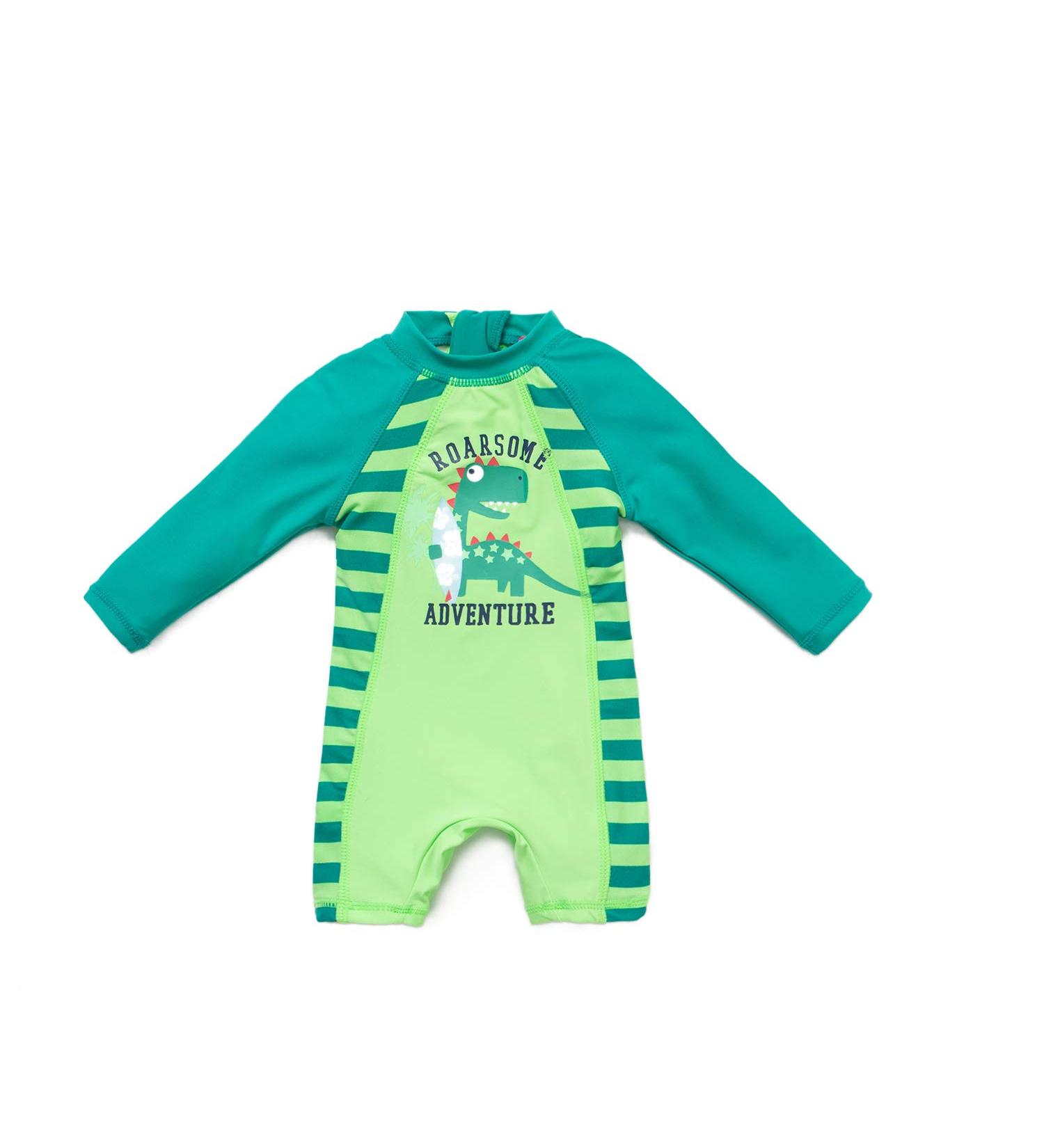 BONVERANO Baby Boys Long-Sleeve Swimsuit with UPF 50+ Sun Protection - Green Dinosaur, 2-3 Years - Buy Online on SooperMarket.com