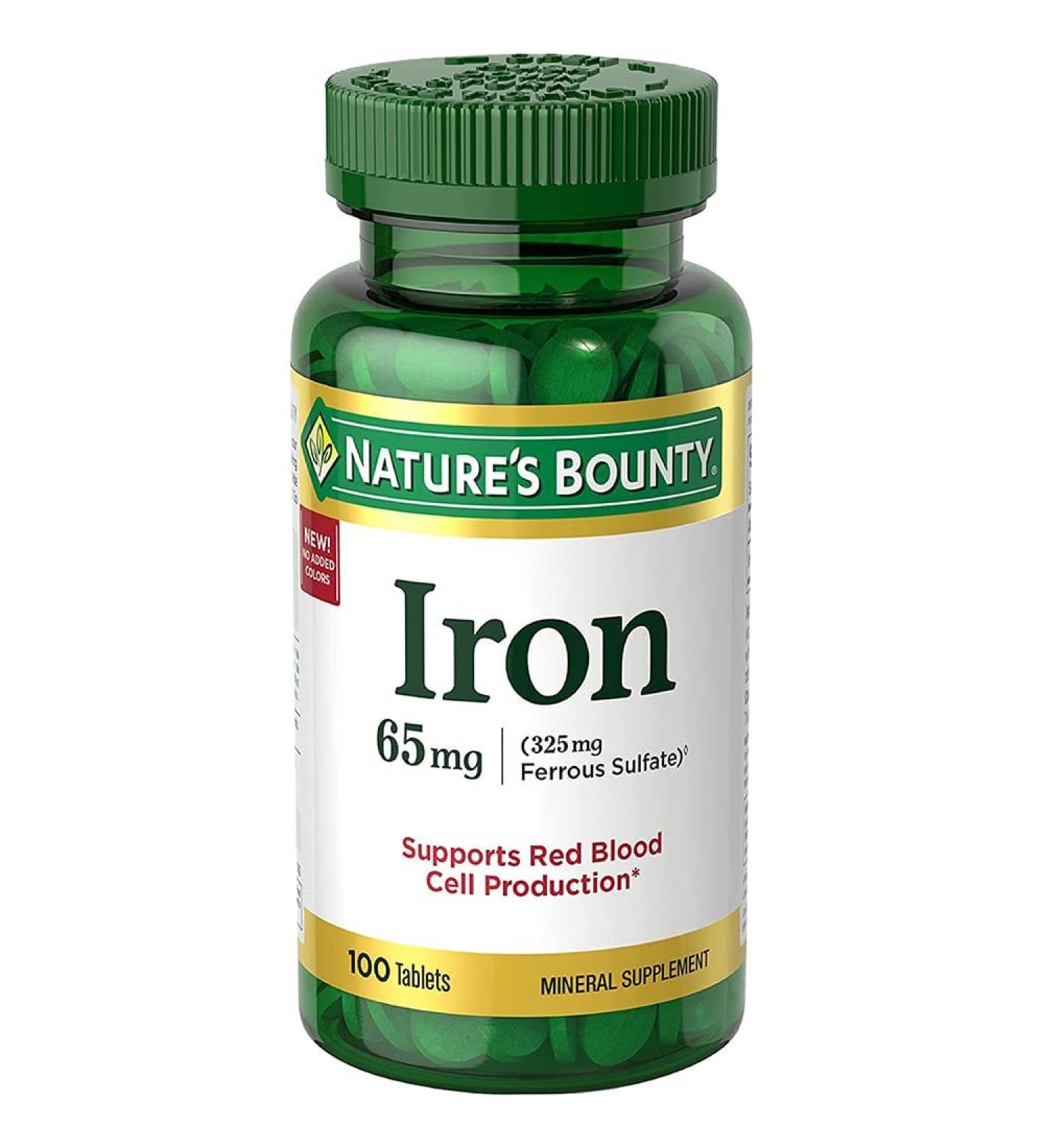 Iron 65mg 325 mg Ferrous Sulfate 100 Tablets - Essential Iron Supplement for Health and Wellness - Buy Online on SooperMarket.com