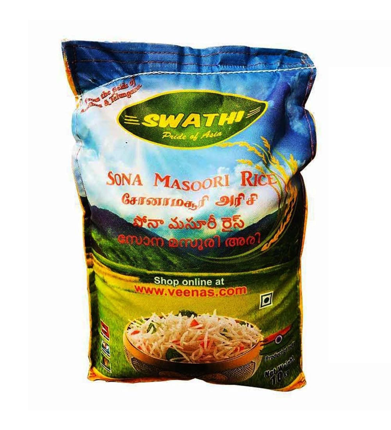 Swathi Andhra Sona Masoori |Aromatic Rice | High Nutrients and Vitamins Contained Rice | Indian Origin Rice | High Fibre | Natural |10kg