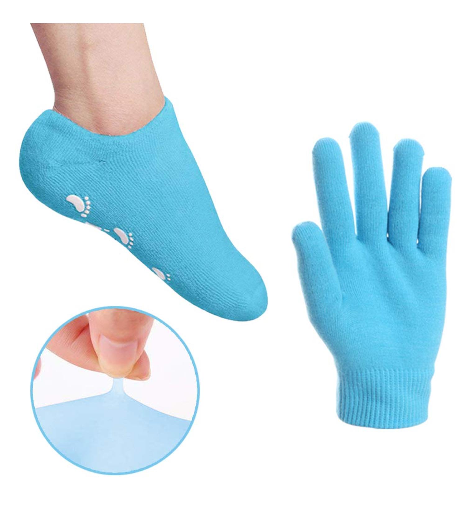 JIAHAO Moisturizing Spa Gloves and Socks for Dry Feet Thermoplastic Gel Repair to Heal Eczema Cracked Skin Calluses Cuticles Gel Lining Infused with Essential Oils Vitamins to Soften Skin - Buy Online on SooperMarket.com